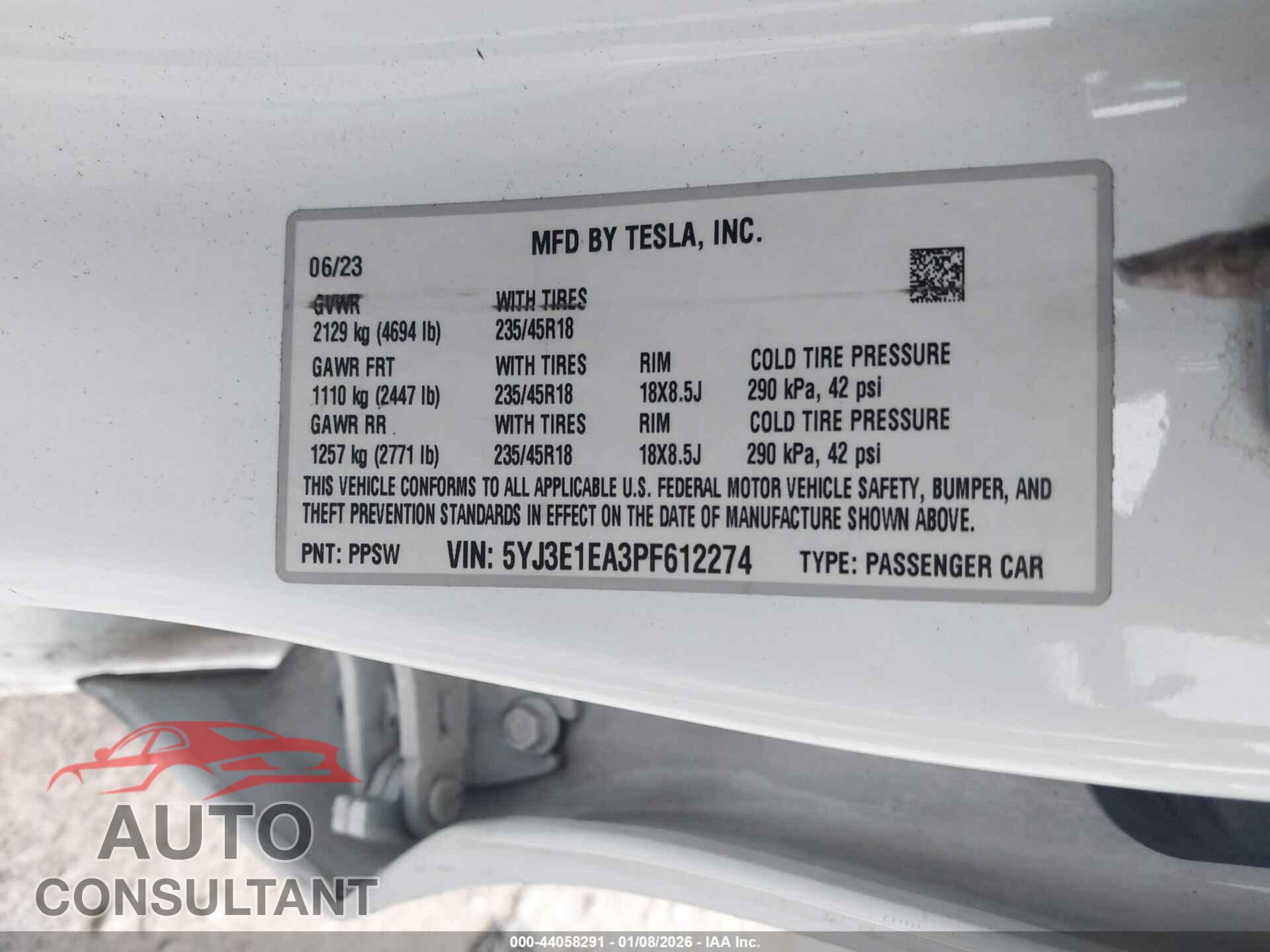 TESLA MODEL 3 2023 - 5YJ3E1EA3PF612274