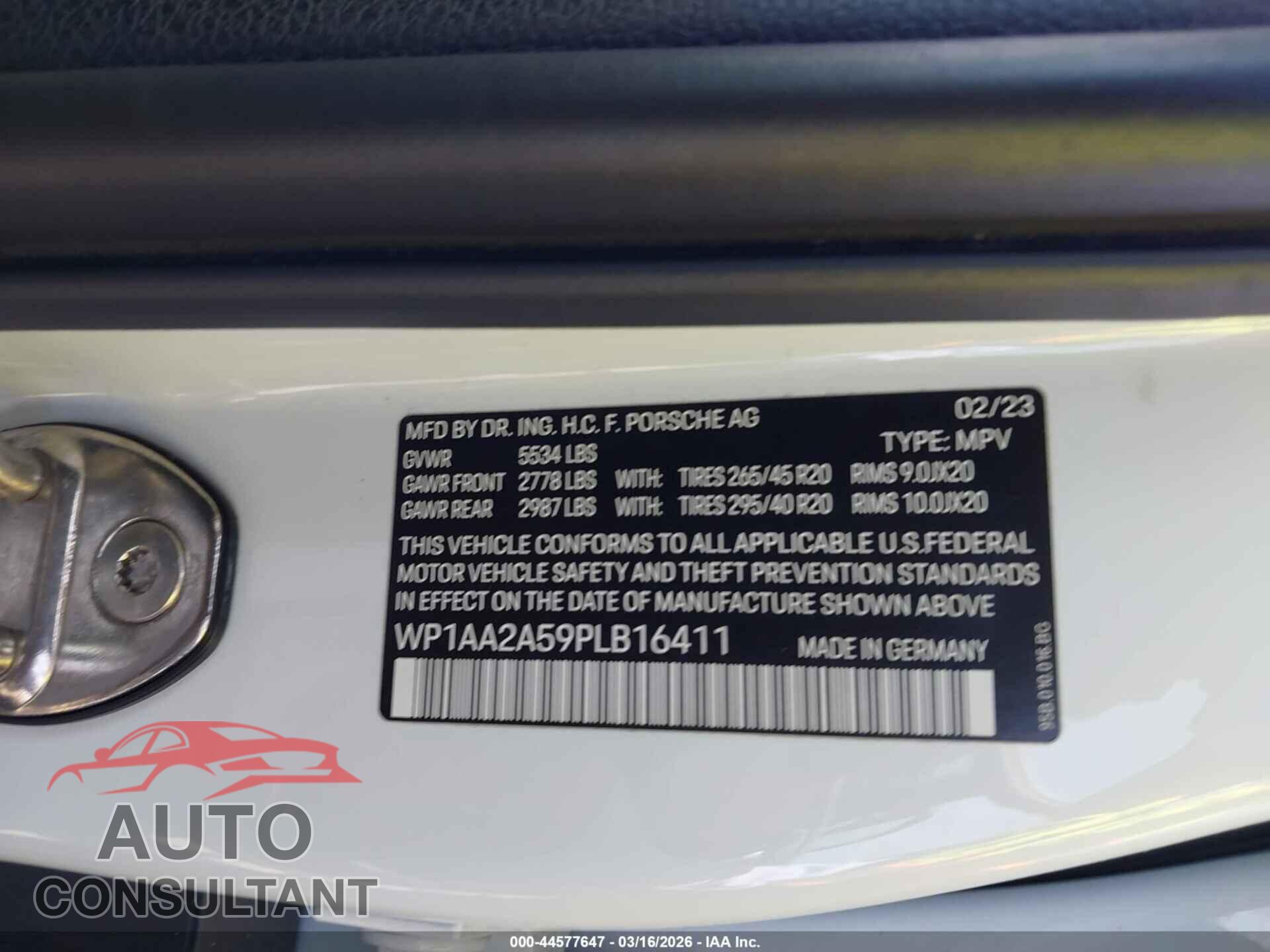 PORSCHE MACAN 2023 - WP1AA2A59PLB16411