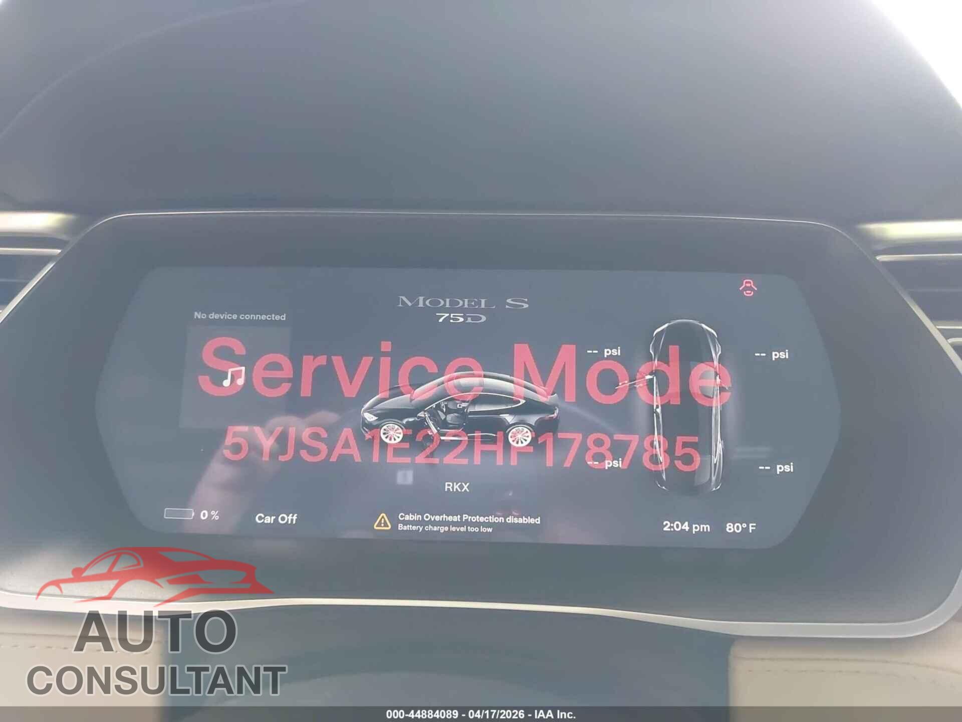 TESLA MODEL S 2017 - 5YJSA1E22HF178785