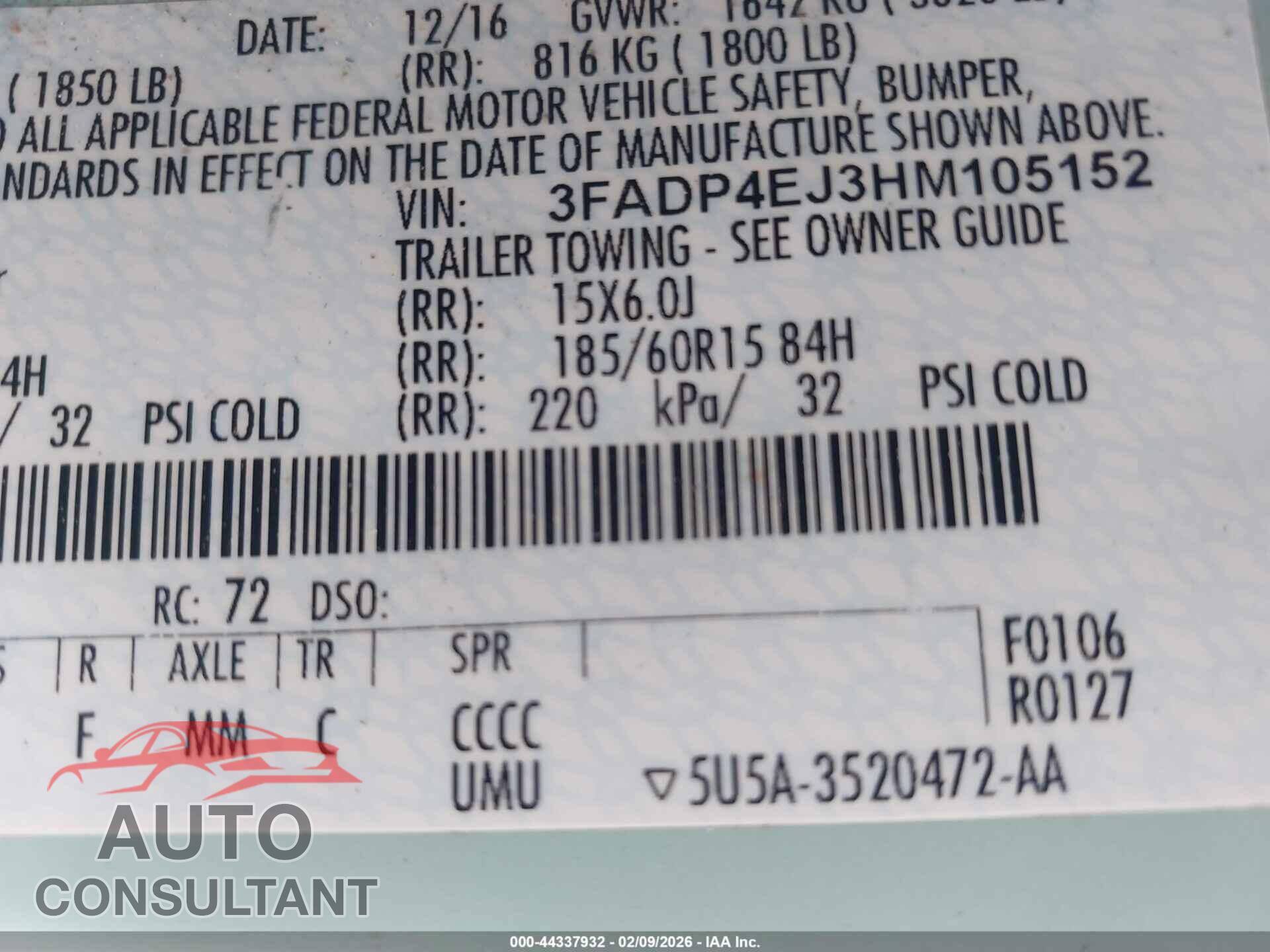 FORD FIESTA 2017 - 3FADP4EJ3HM105152