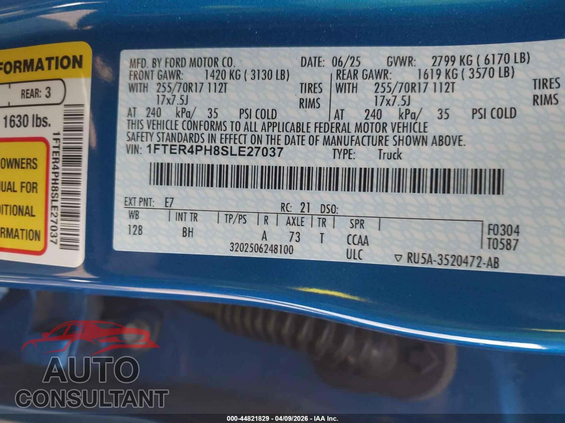 FORD RANGER 2025 - 1FTER4PH8SLE27037