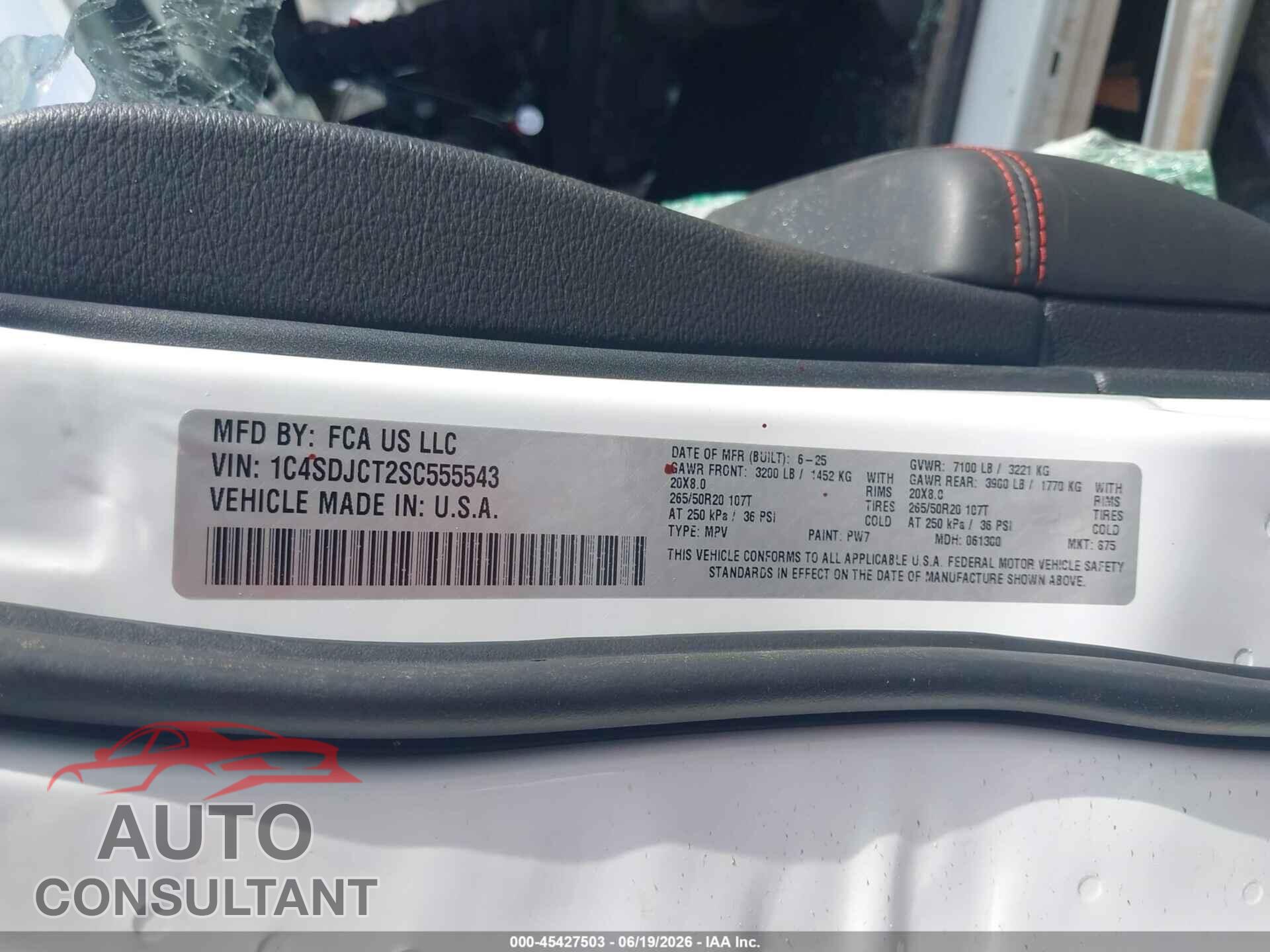 DODGE DURANGO 2025 - 1C4SDJCT2SC555543