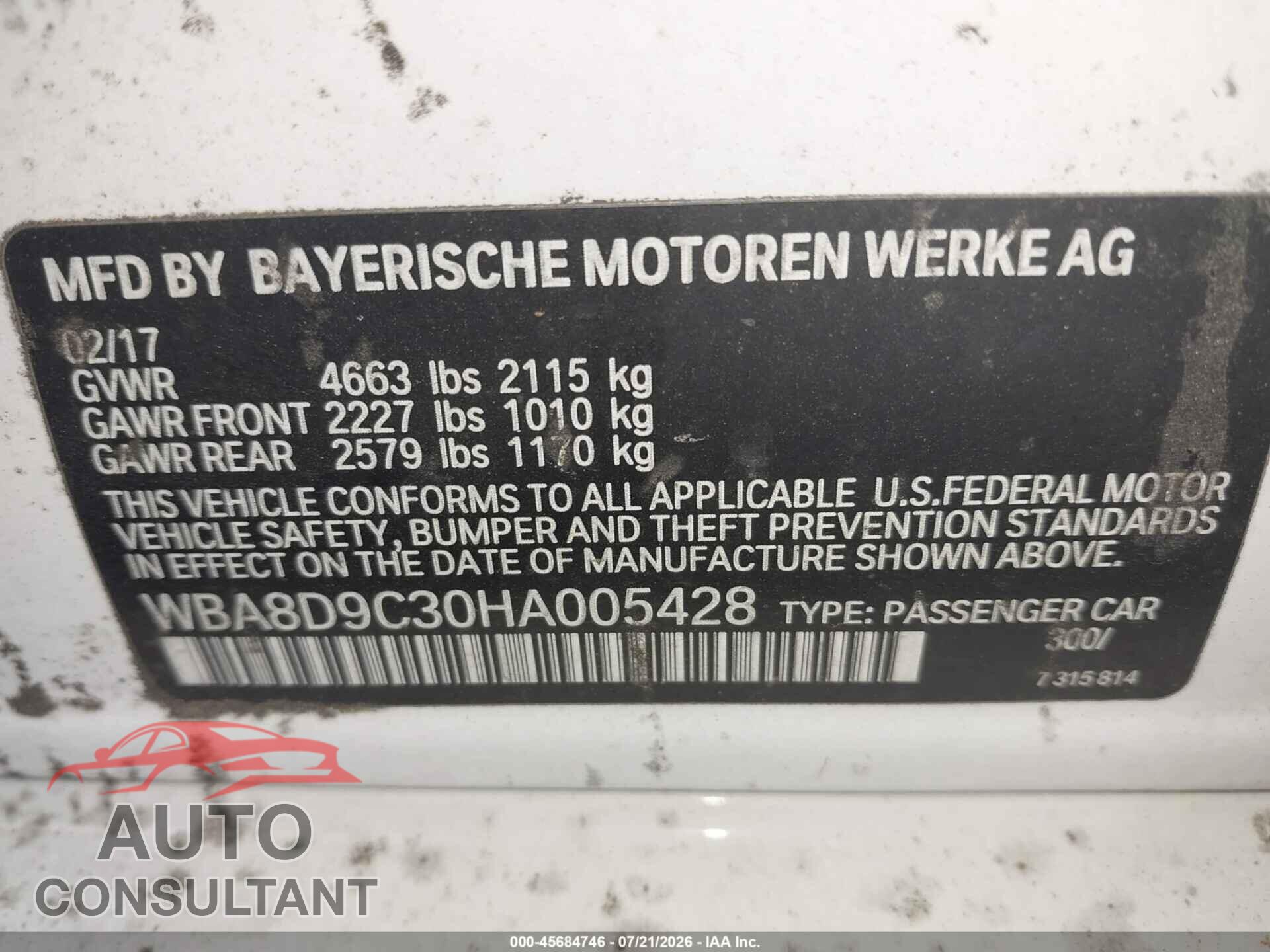 BMW 330I 2017 - WBA8D9C30HA005428