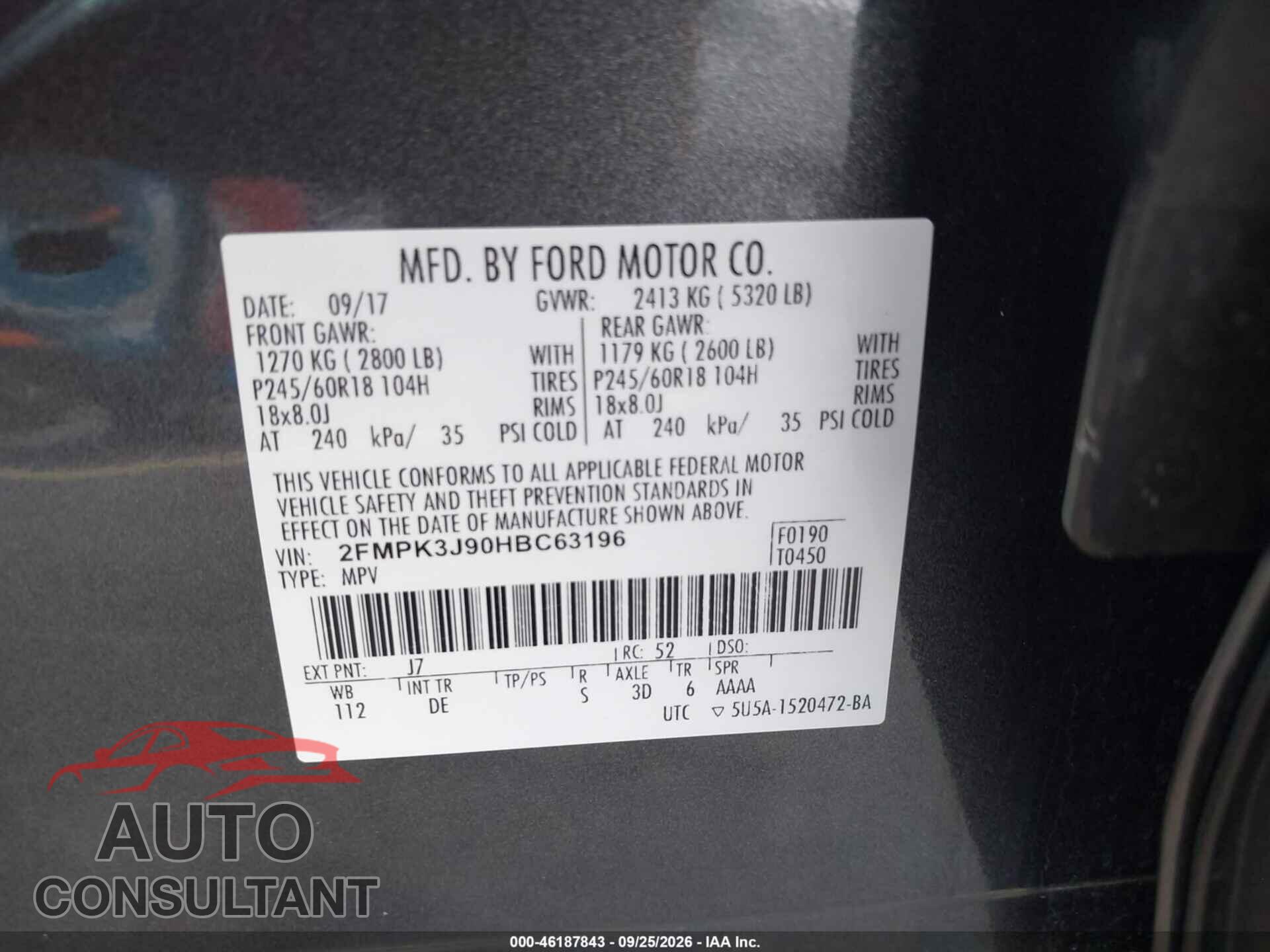 FORD EDGE 2017 - 2FMPK3J90HBC63196