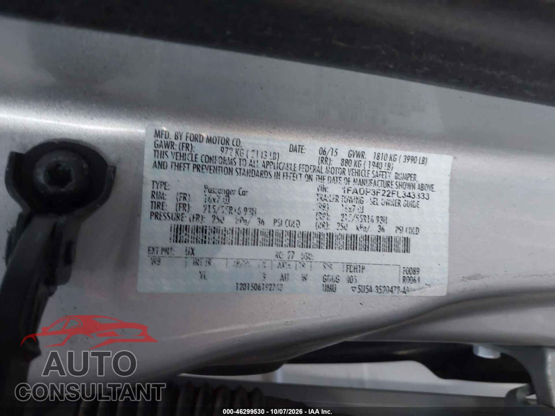 FORD FOCUS 2015 - 1FADP3F22FL343333