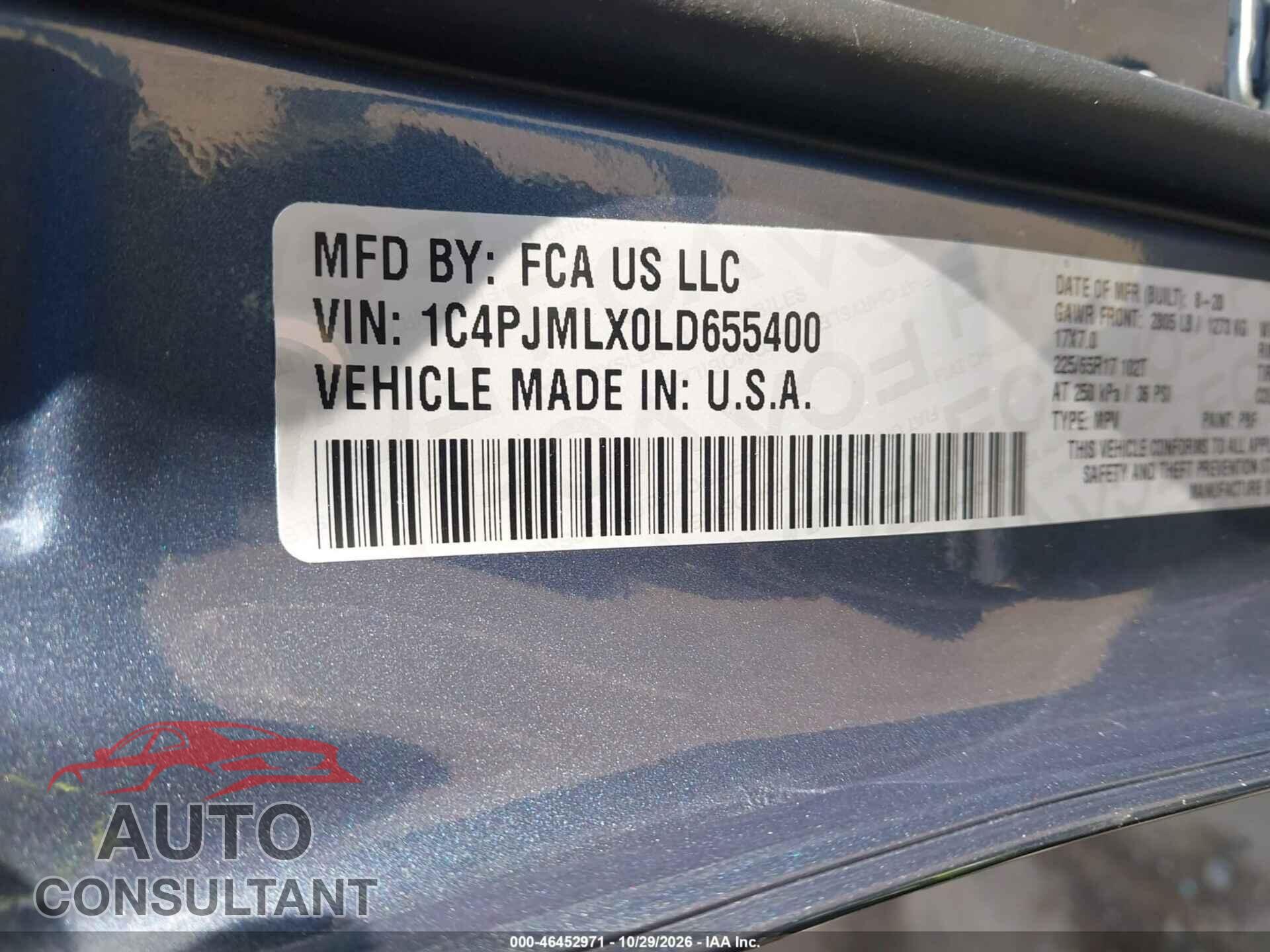 JEEP CHEROKEE 2020 - 1C4PJMLX0LD655400