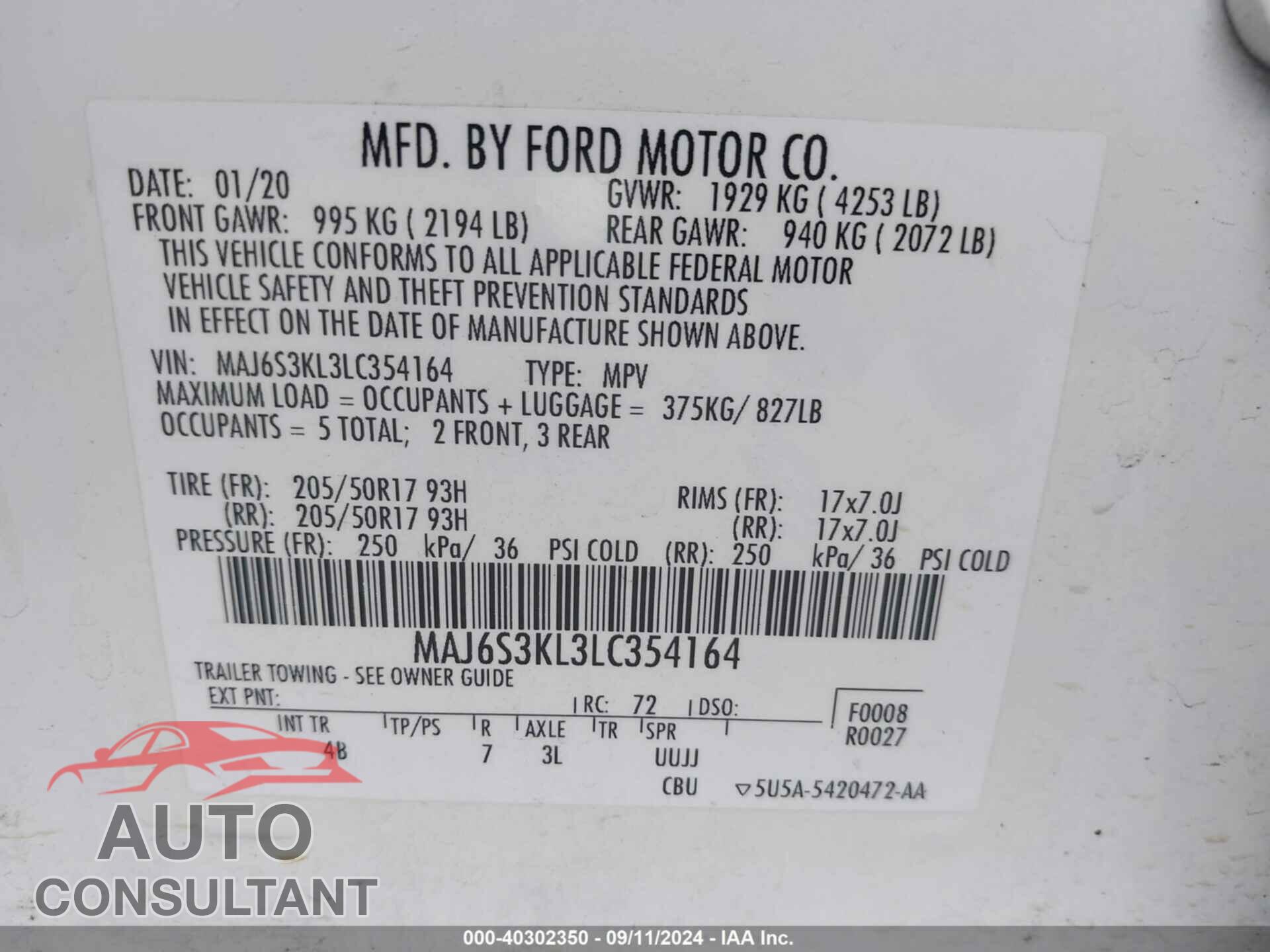 FORD ECOSPORT 2020 - MAJ6S3KL3LC354164