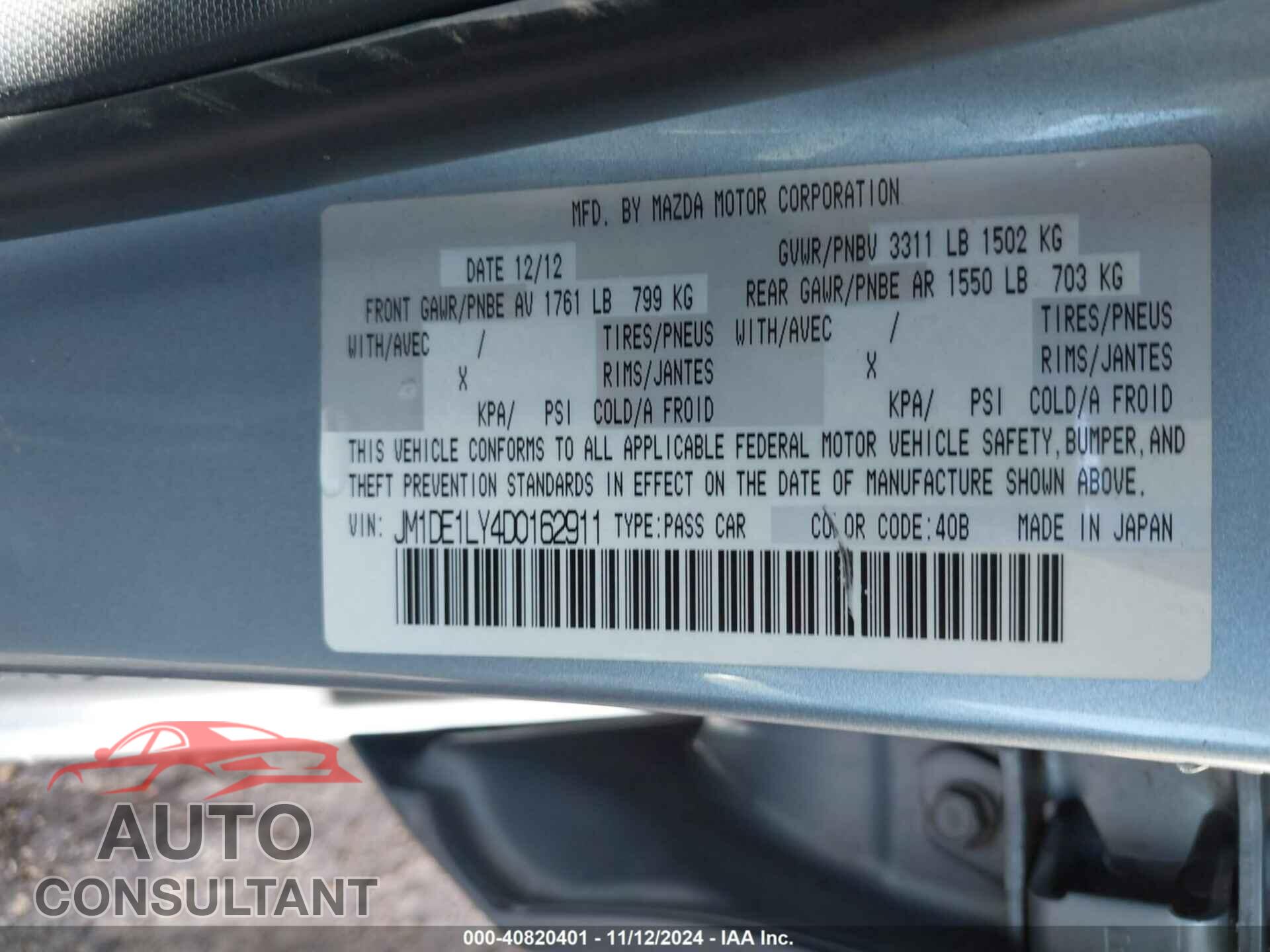 MAZDA MAZDA2 2013 - JM1DE1LY4D0162911