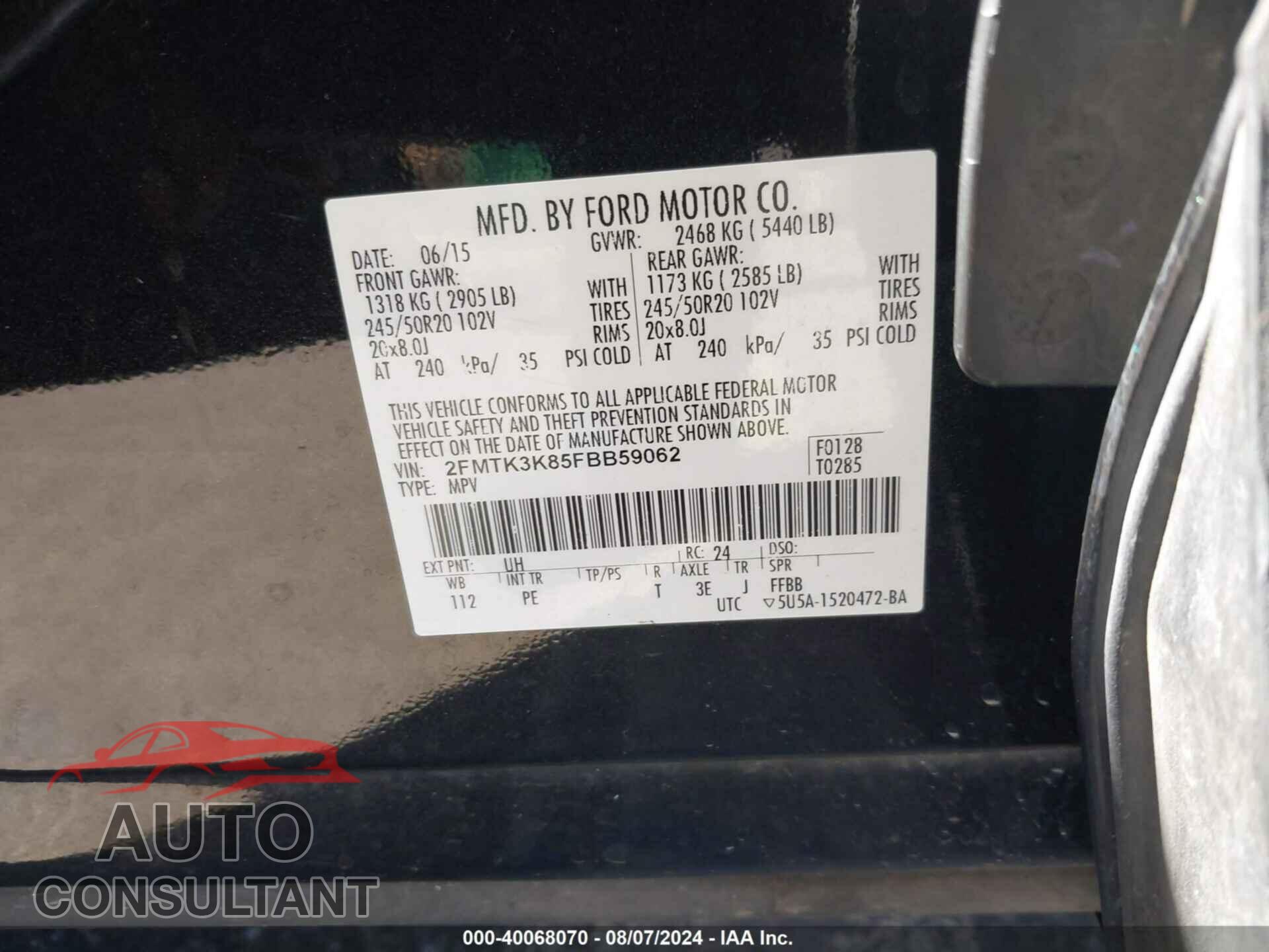 FORD EDGE 2015 - 2FMTK3K85FBB59062