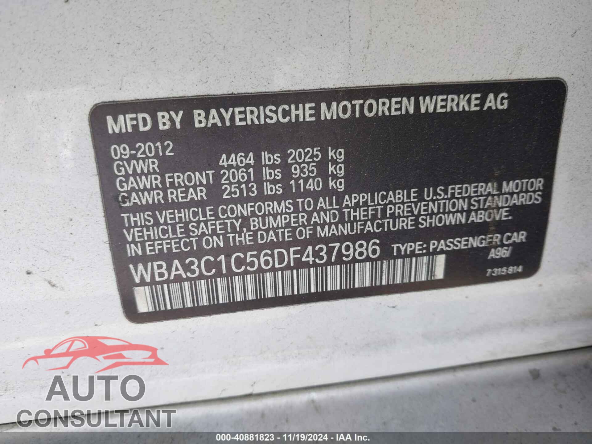 BMW 328I 2013 - WBA3C1C56DF437986