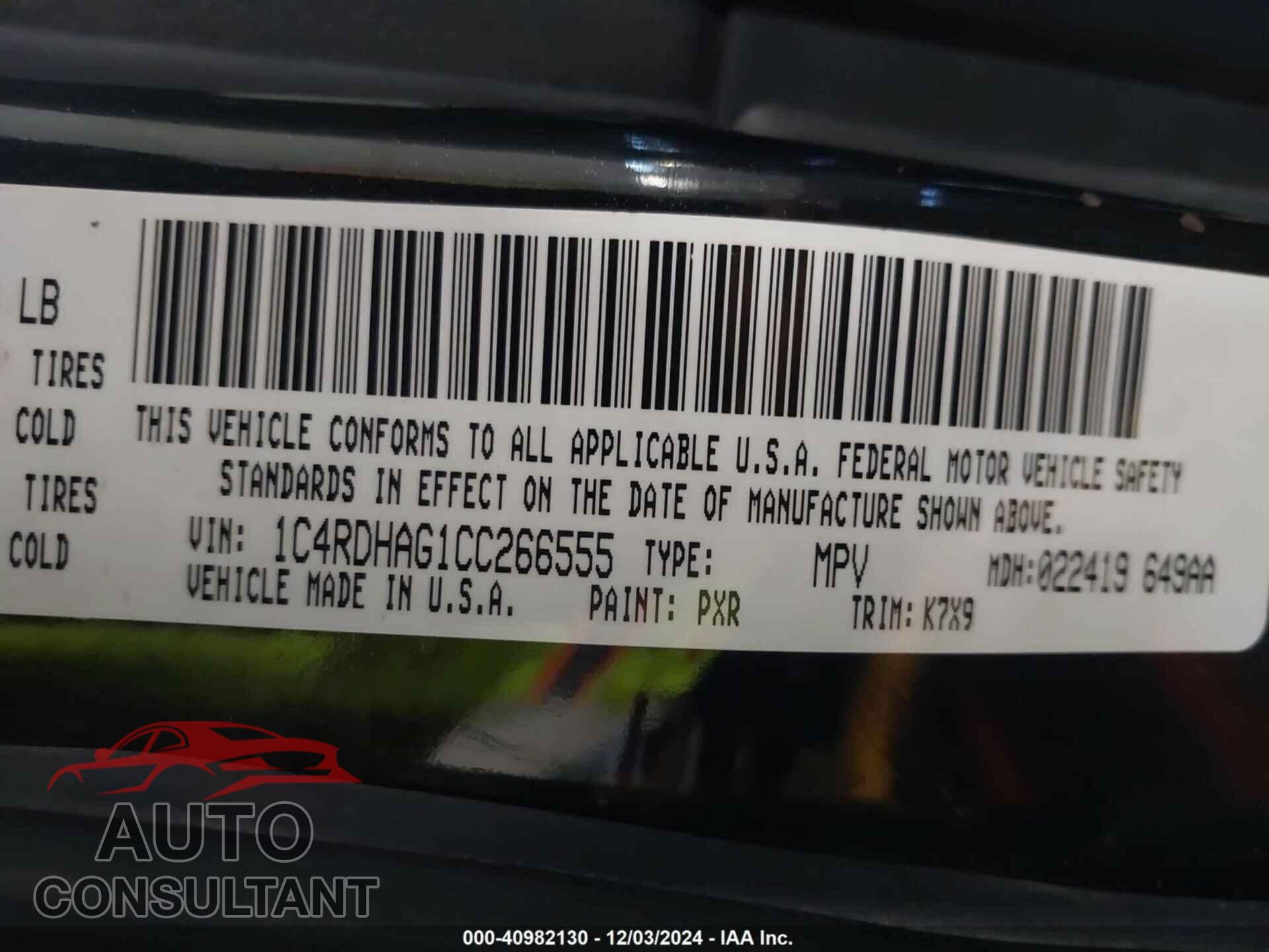 DODGE DURANGO 2012 - 1C4RDHAG1CC266555