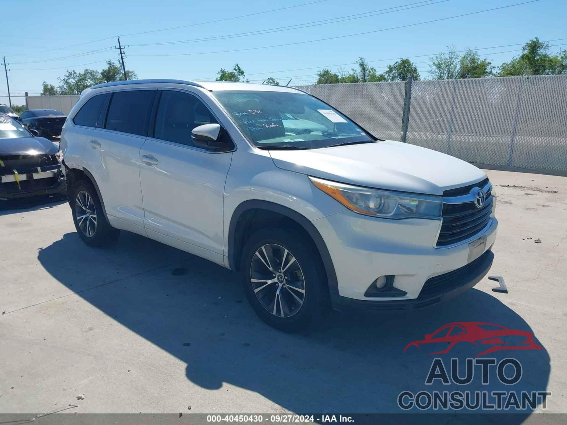 TOYOTA HIGHLANDER 2016 - 5TDKKRFHXGS165095