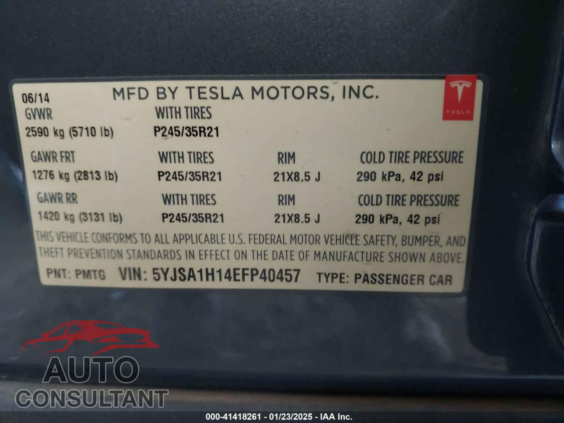 TESLA MODEL S 2014 - 5YJSA1H14EFP40457