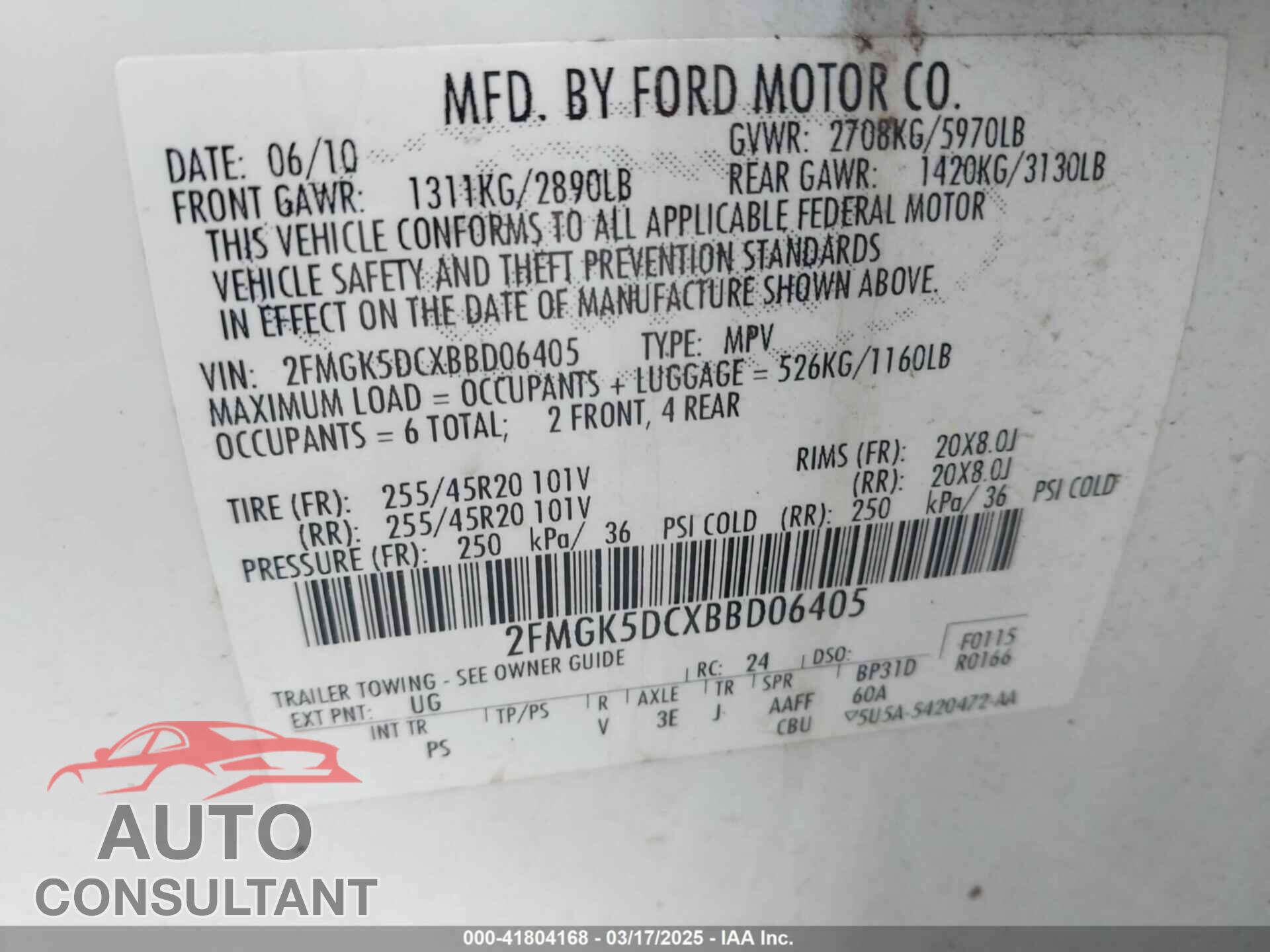 FORD FLEX 2011 - 2FMGK5DCXBBD06405