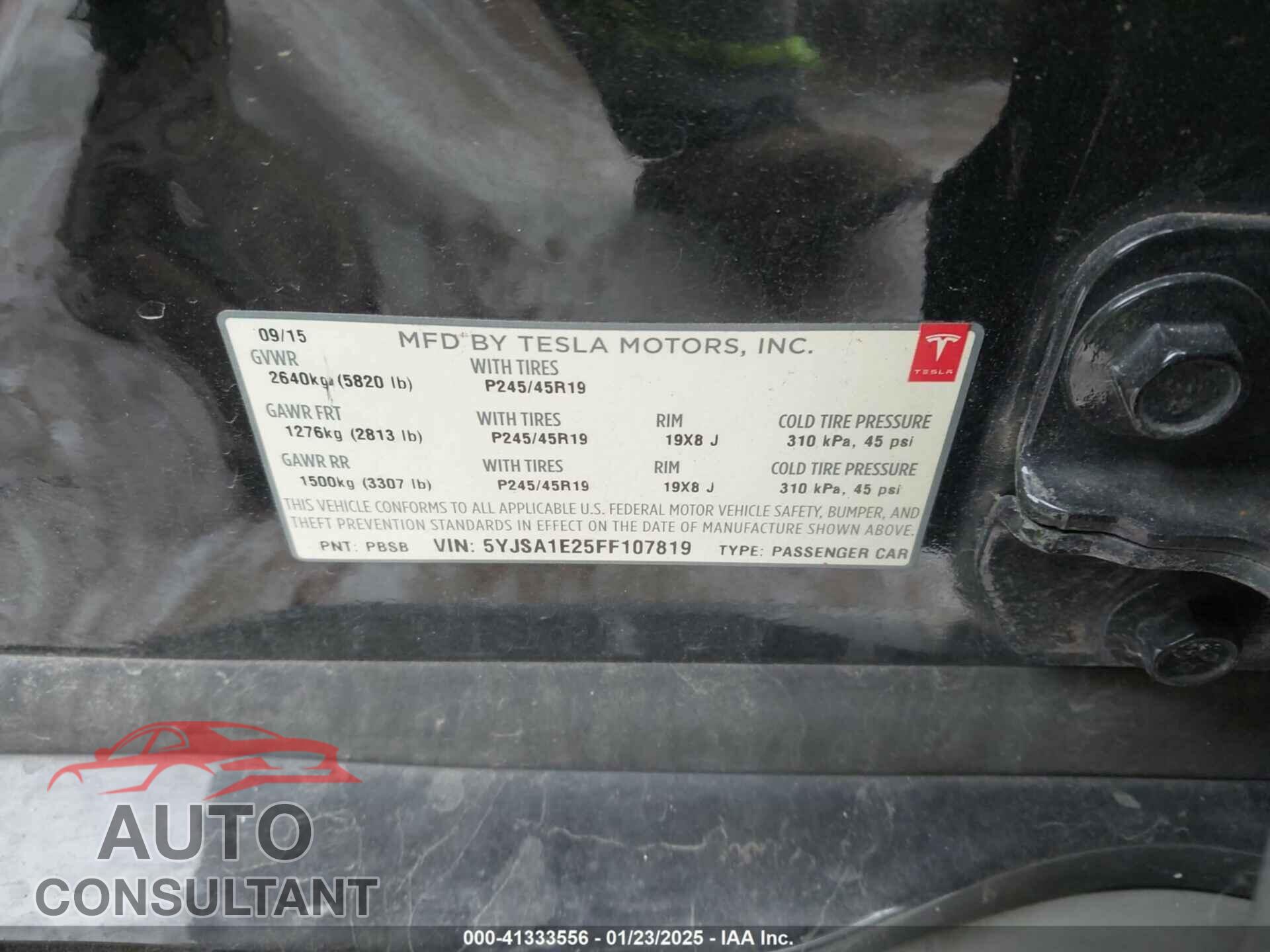 TESLA MODEL S 2015 - 5YJSA1E25FF107819