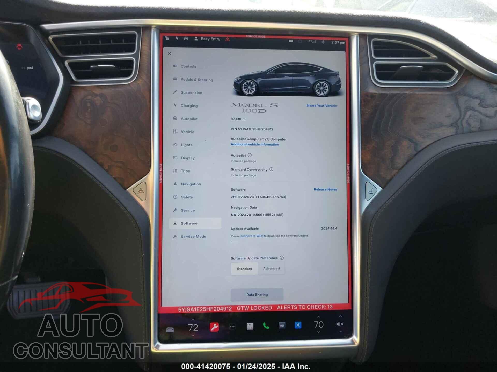 TESLA MODEL S 2017 - 5YJSA1E25HF204912