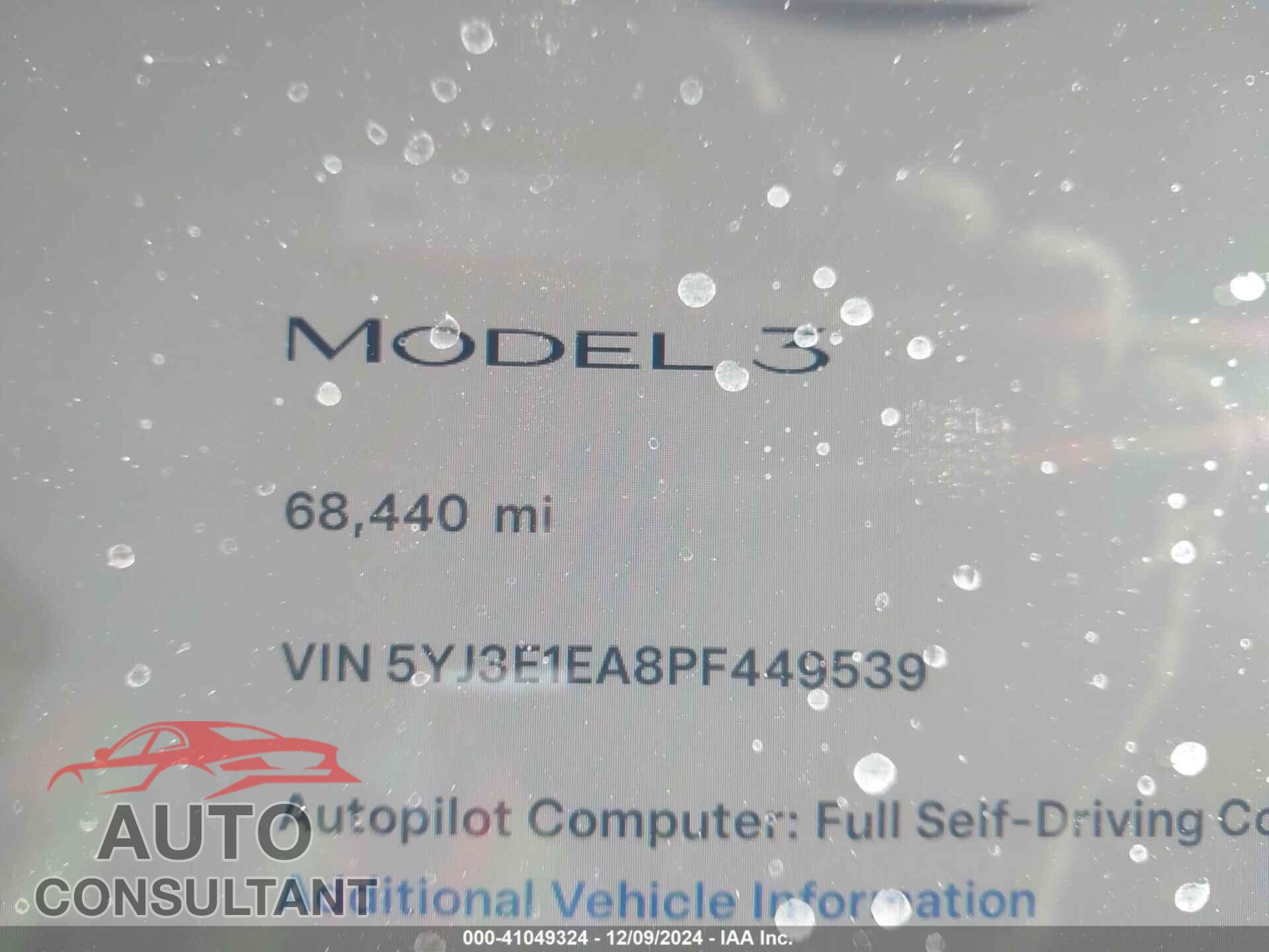 TESLA MODEL 3 2023 - 5YJ3E1EA8PF449539