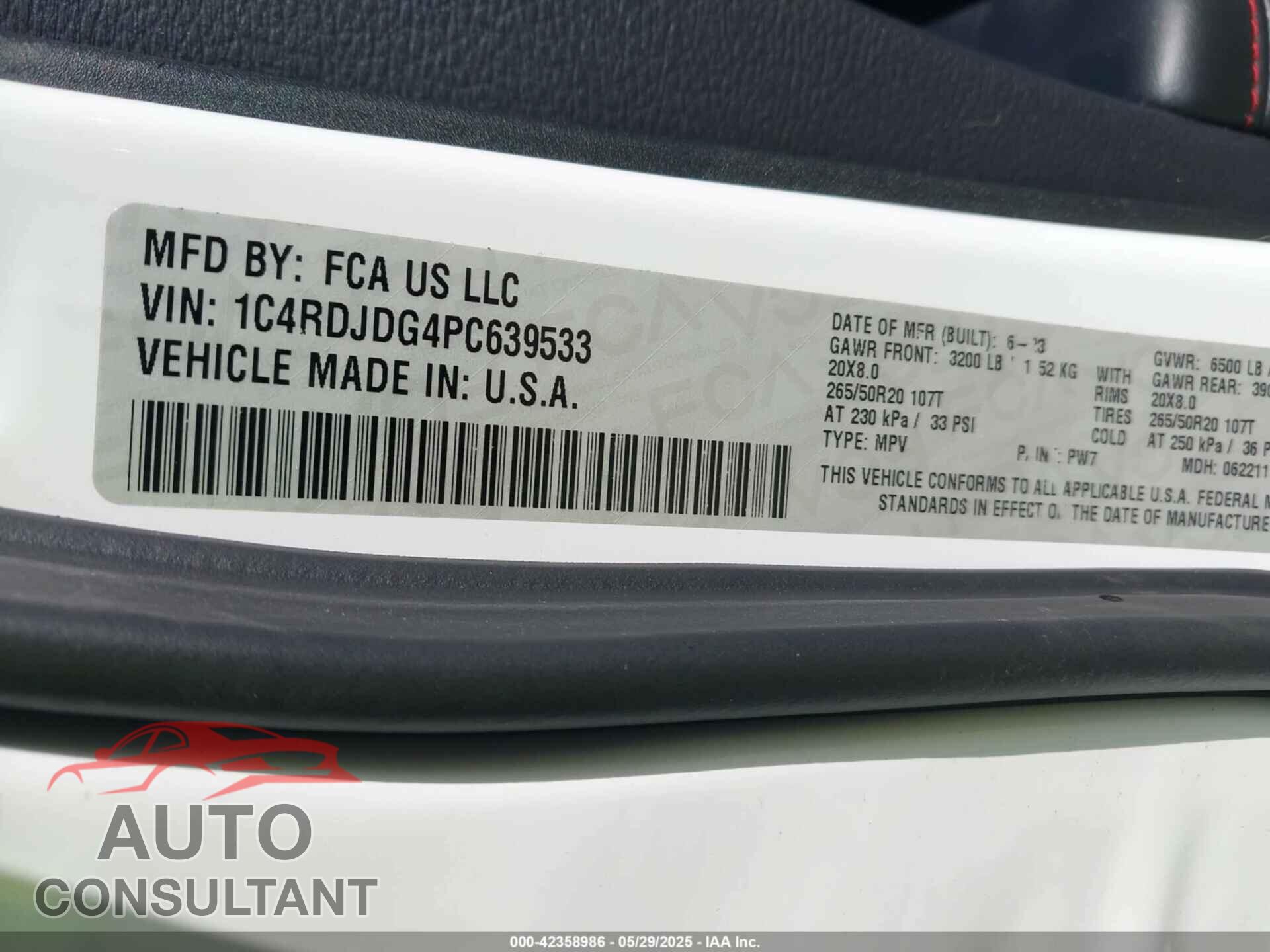 DODGE DURANGO 2023 - 1C4RDJDG4PC639533