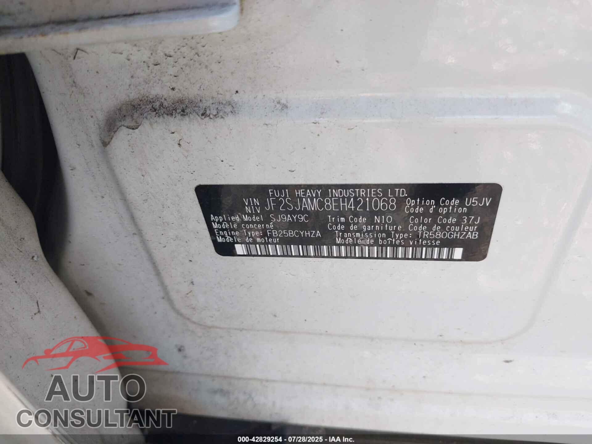 SUBARU FORESTER 2014 - JF2SJAMC8EH421068