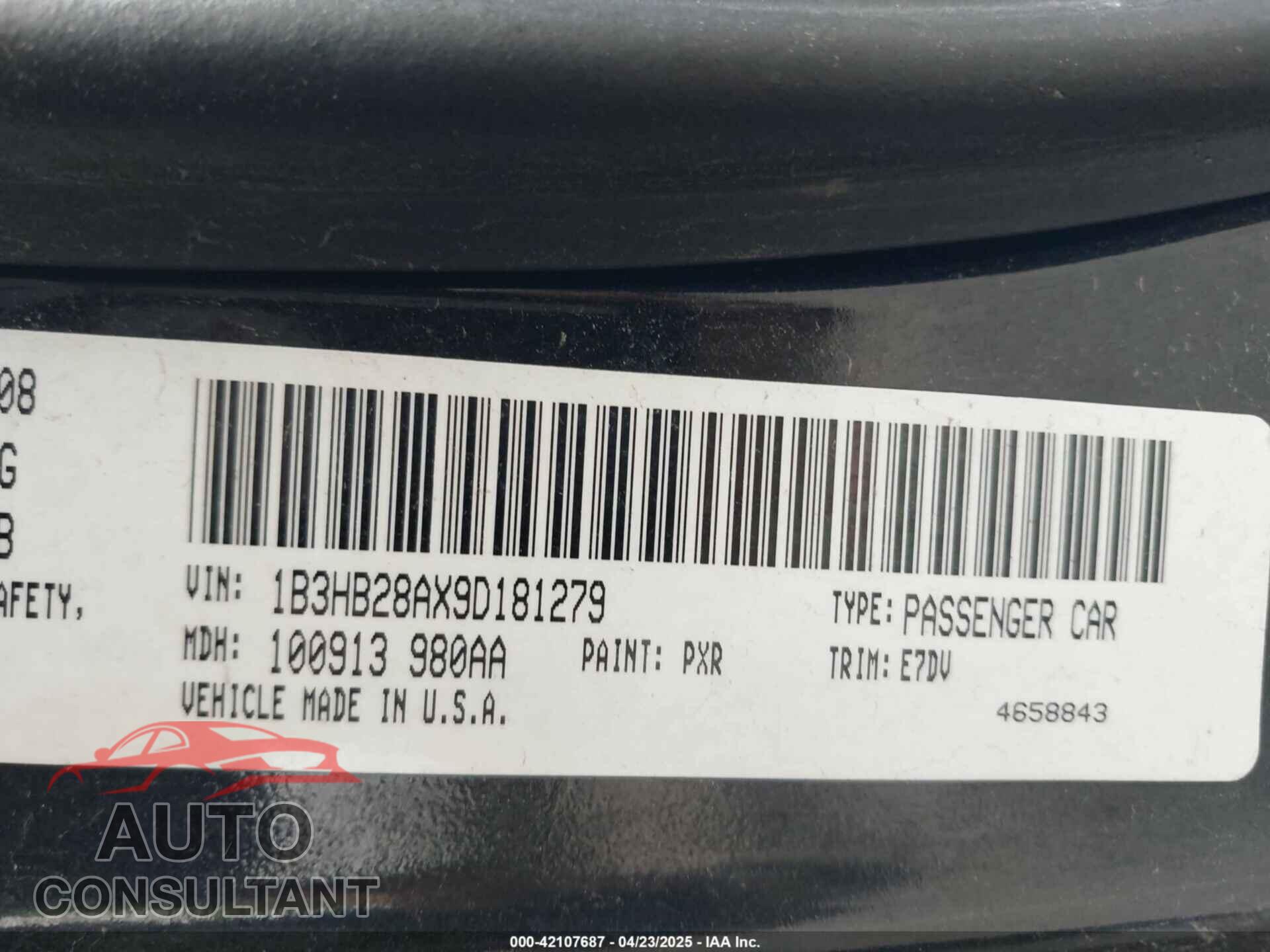 DODGE CALIBER 2009 - 1B3HB28AX9D181279