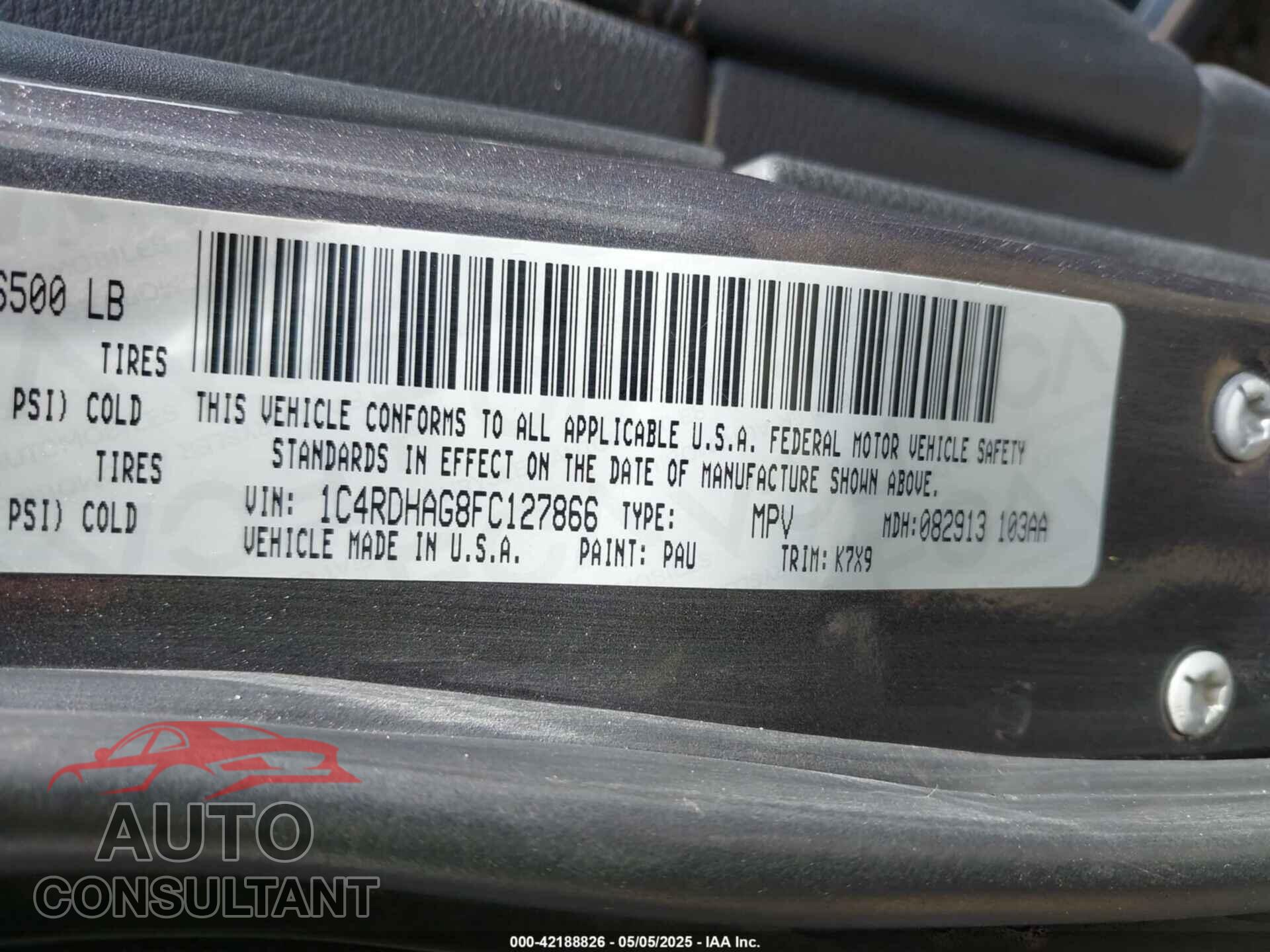 DODGE DURANGO 2015 - 1C4RDHAG8FC127866