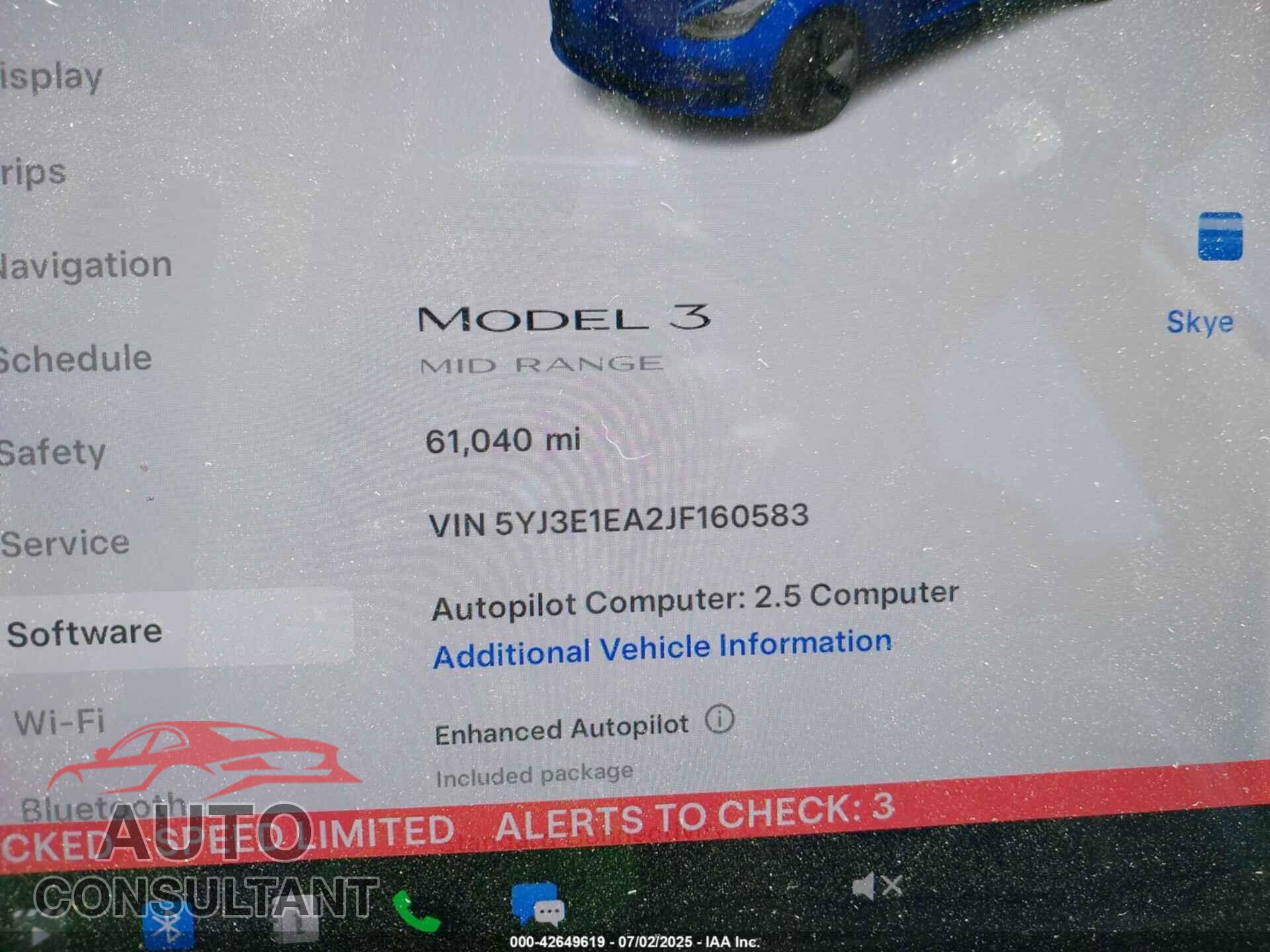 TESLA MODEL 3 2018 - 5YJ3E1EA2JF160583
