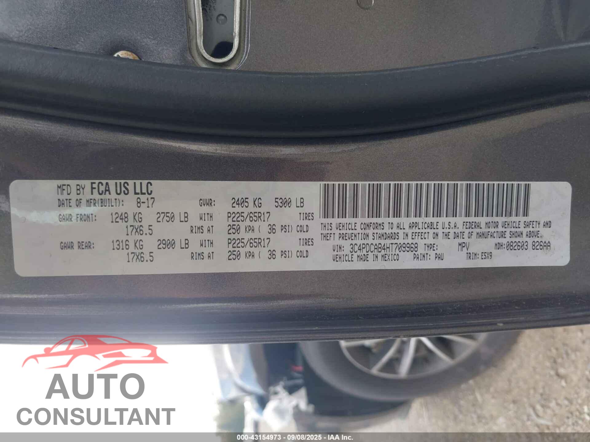 DODGE JOURNEY 2017 - 3C4PDCAB4HT709968