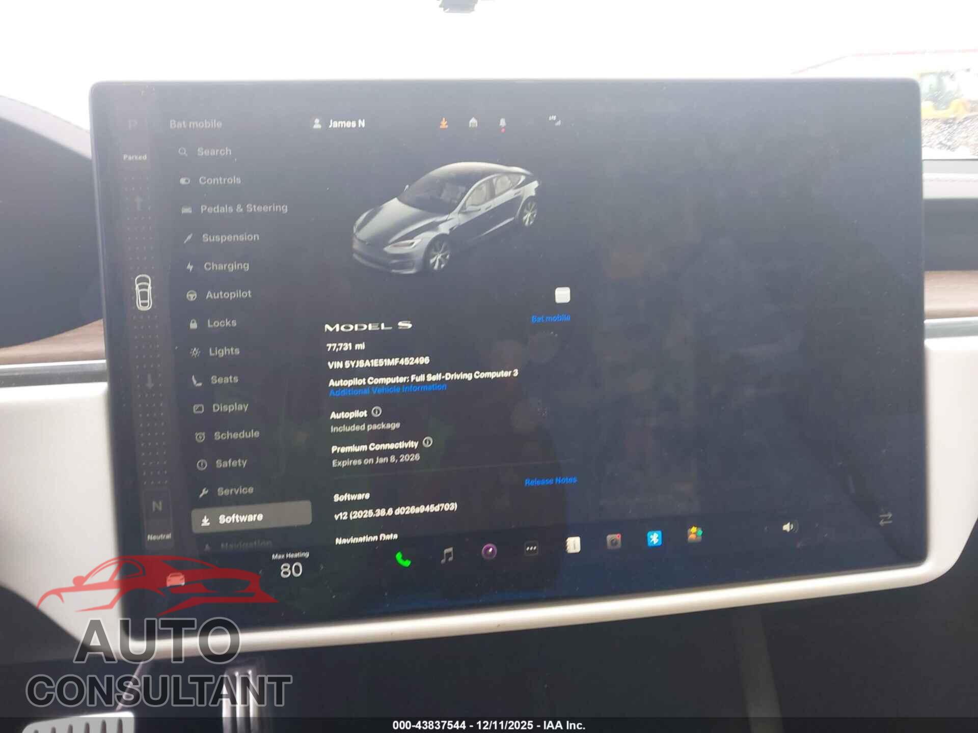 TESLA MODEL S 2021 - 5YJSA1E51MF452496