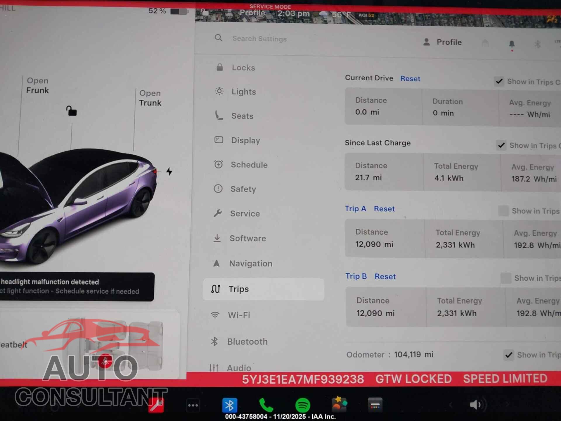 TESLA MODEL 3 2021 - 5YJ3E1EA7MF939238