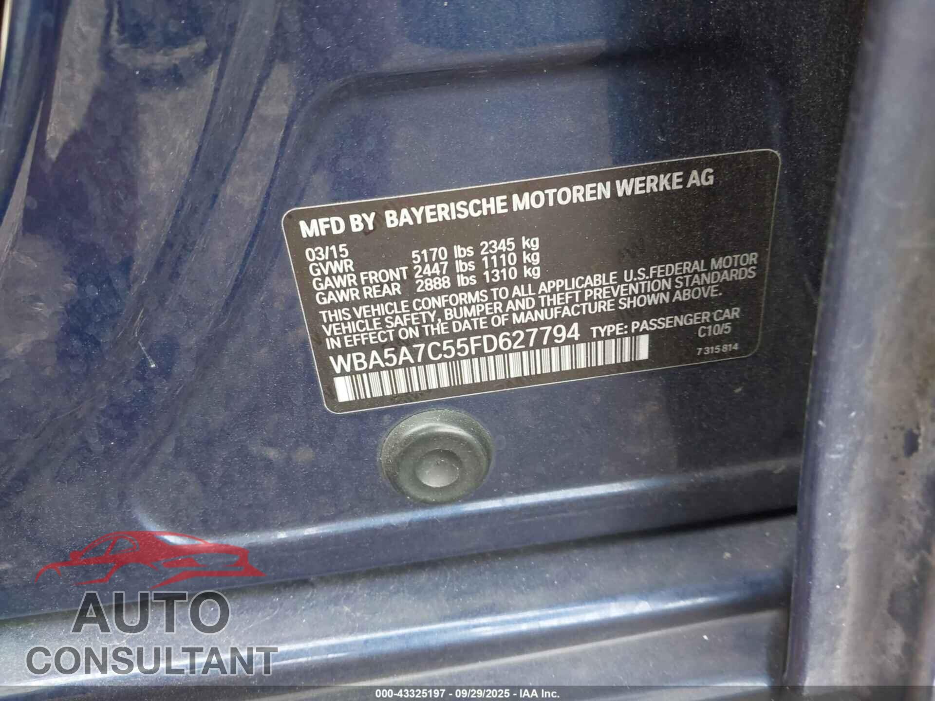 BMW 528I 2015 - WBA5A7C55FD627794