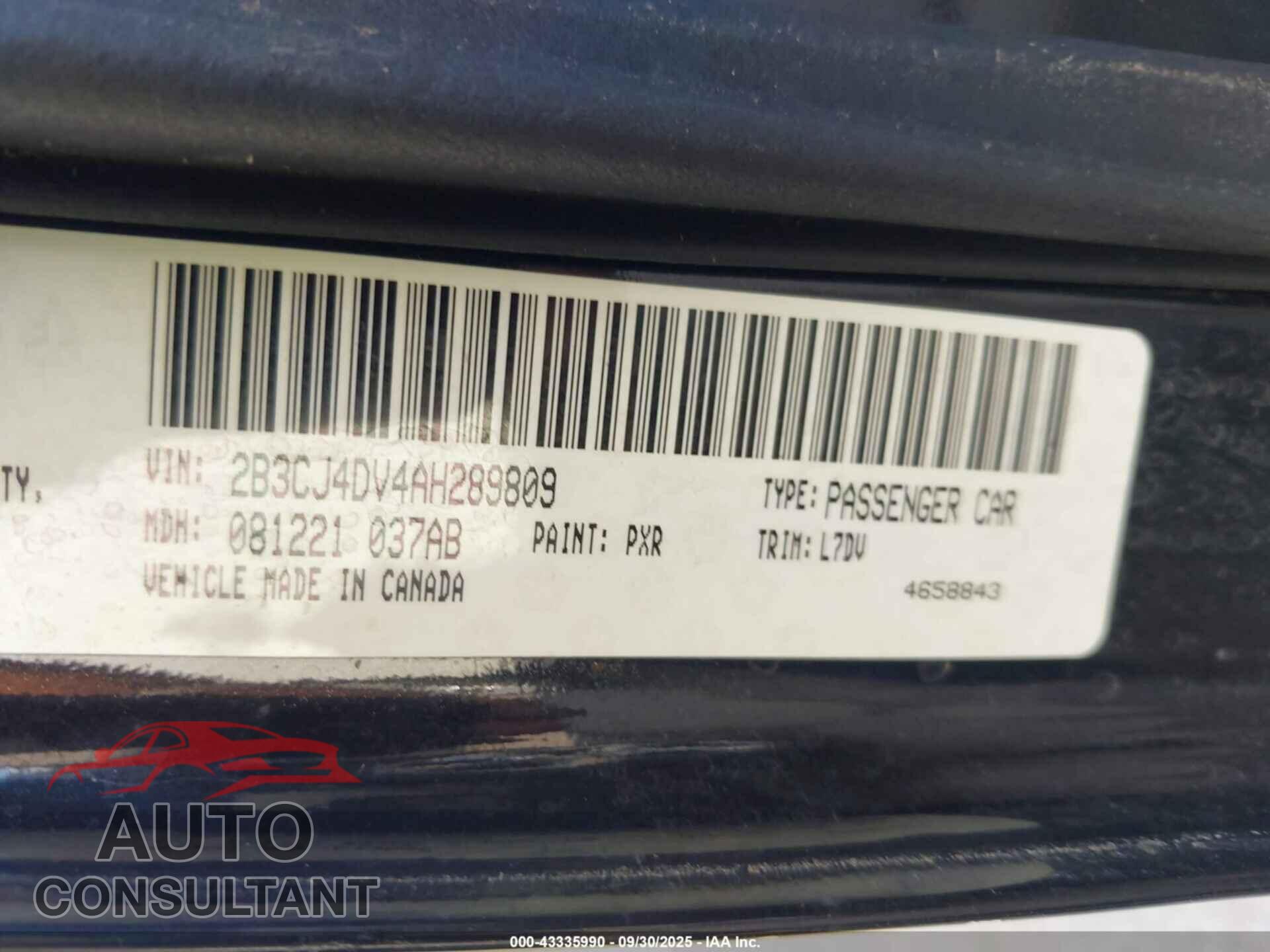 DODGE CHALLENGER 2010 - 2B3CJ4DV4AH289809