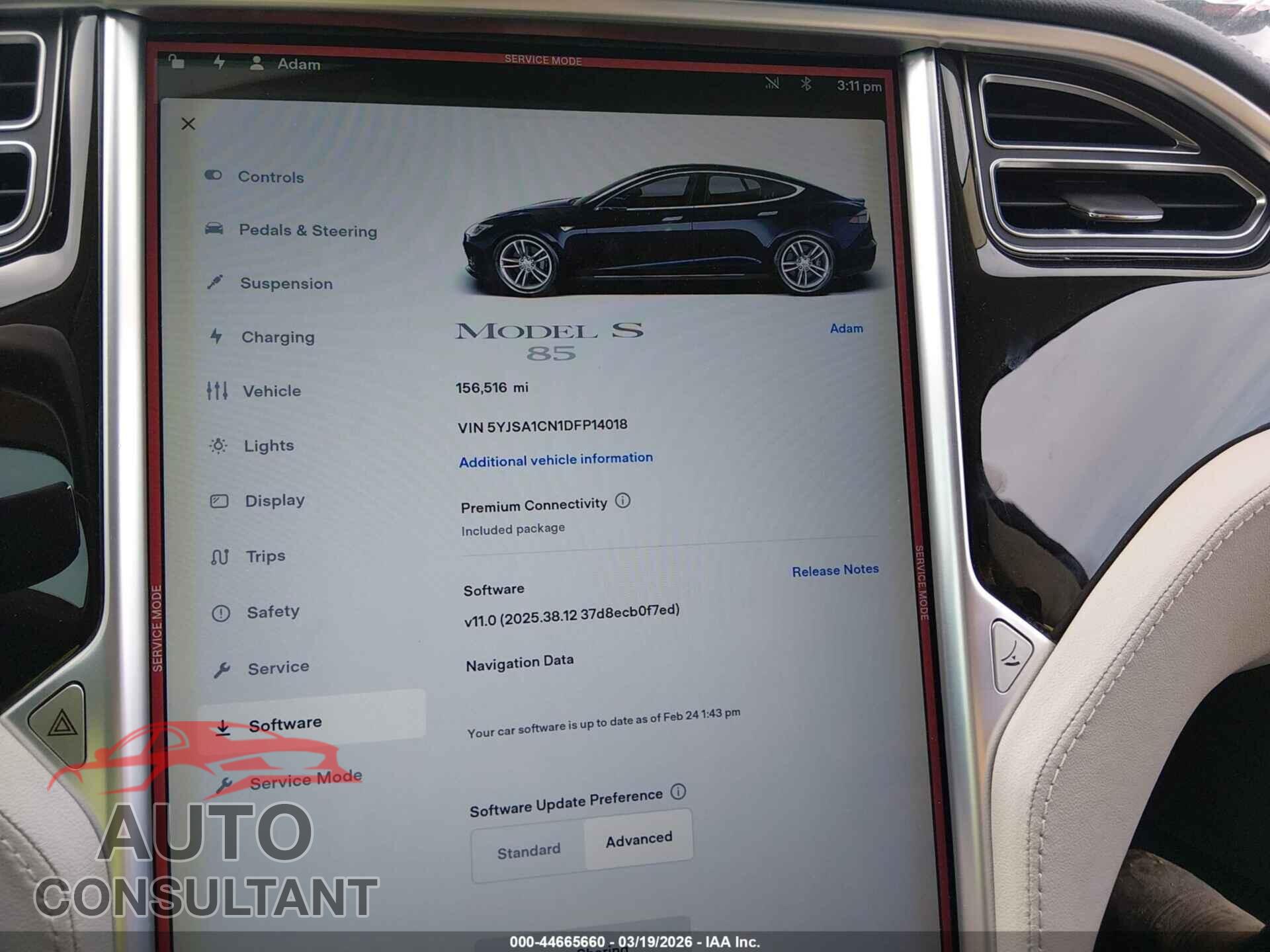TESLA MODEL S 2013 - 5YJSA1CN1DFP14018