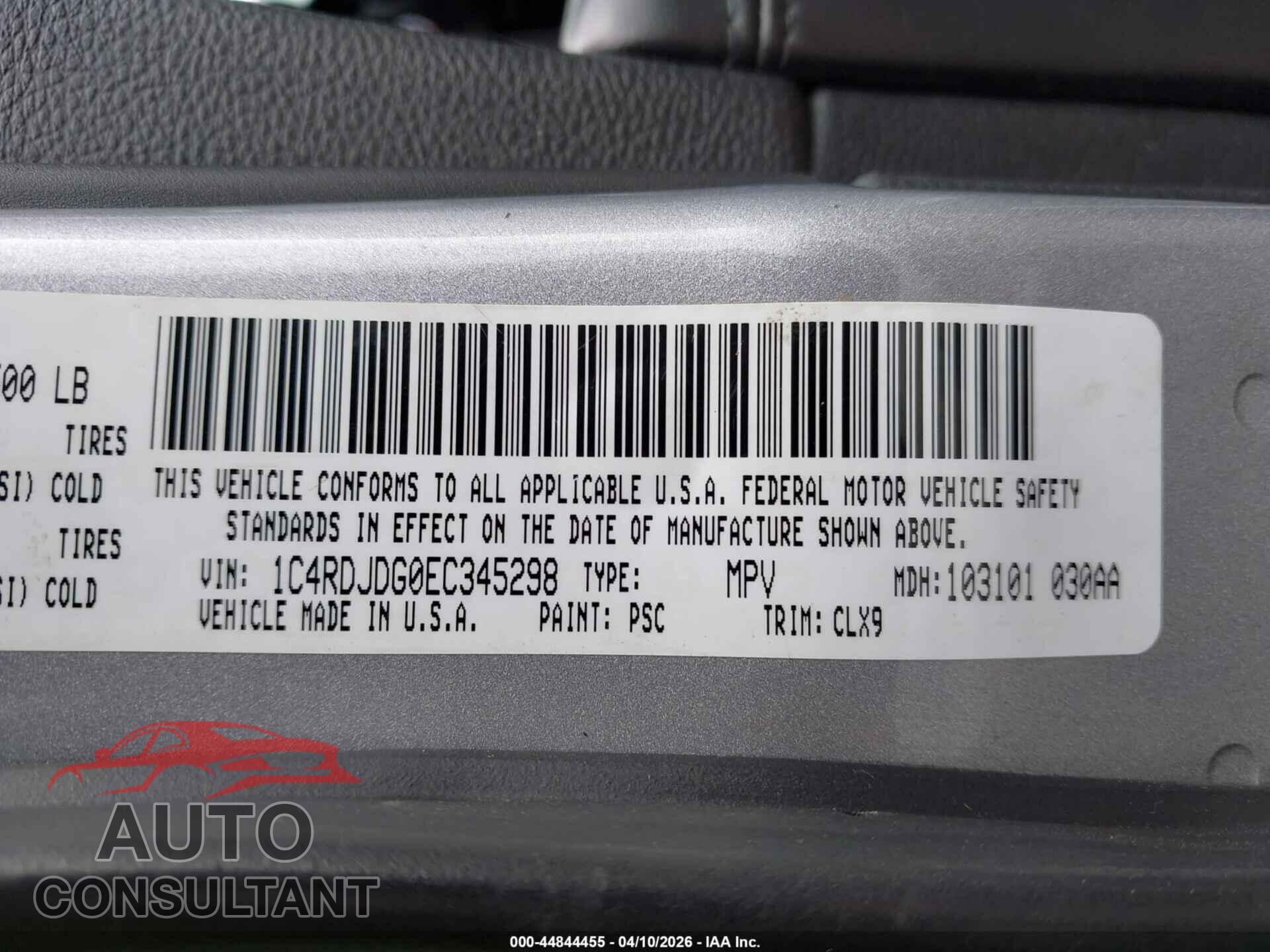 DODGE DURANGO 2014 - 1C4RDJDG0EC345298