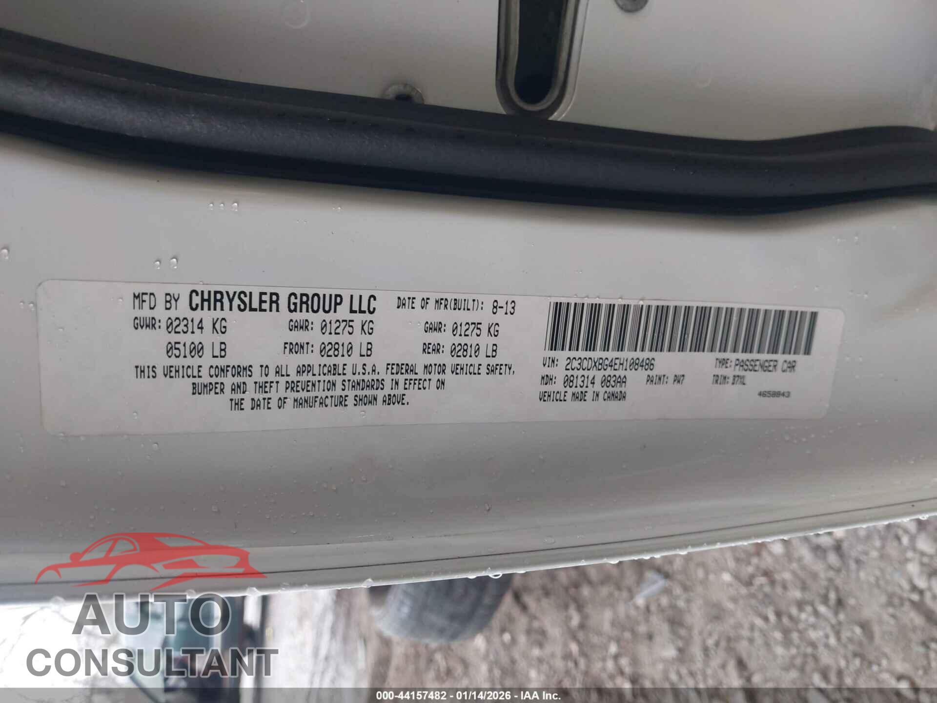 DODGE CHARGER 2014 - 2C3CDXBG4EH108486
