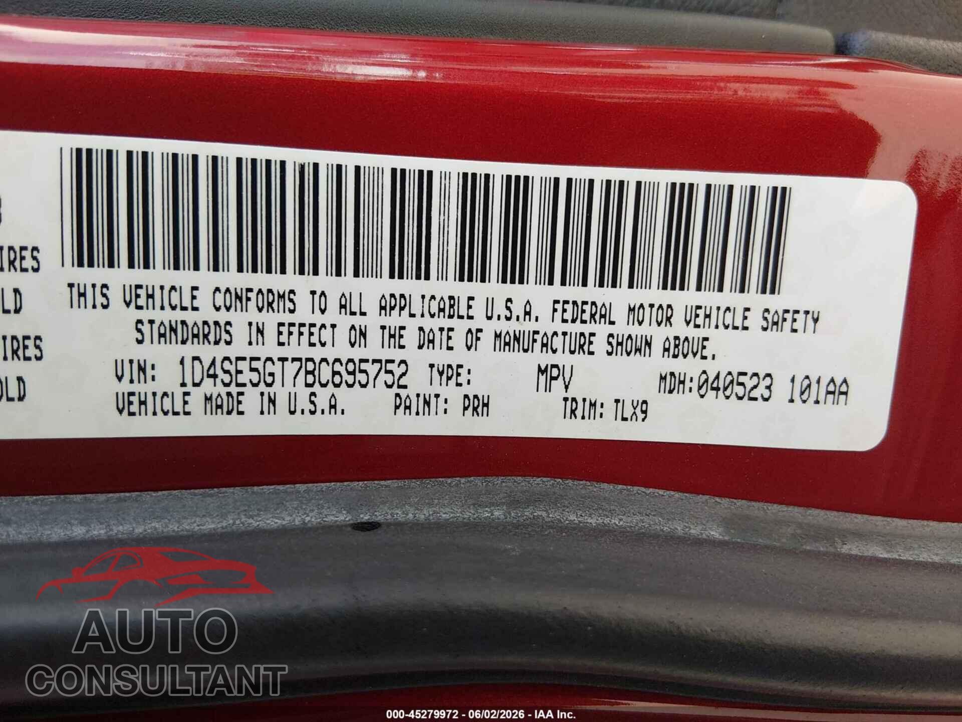 DODGE DURANGO 2011 - 1D4SE5GT7BC695752
