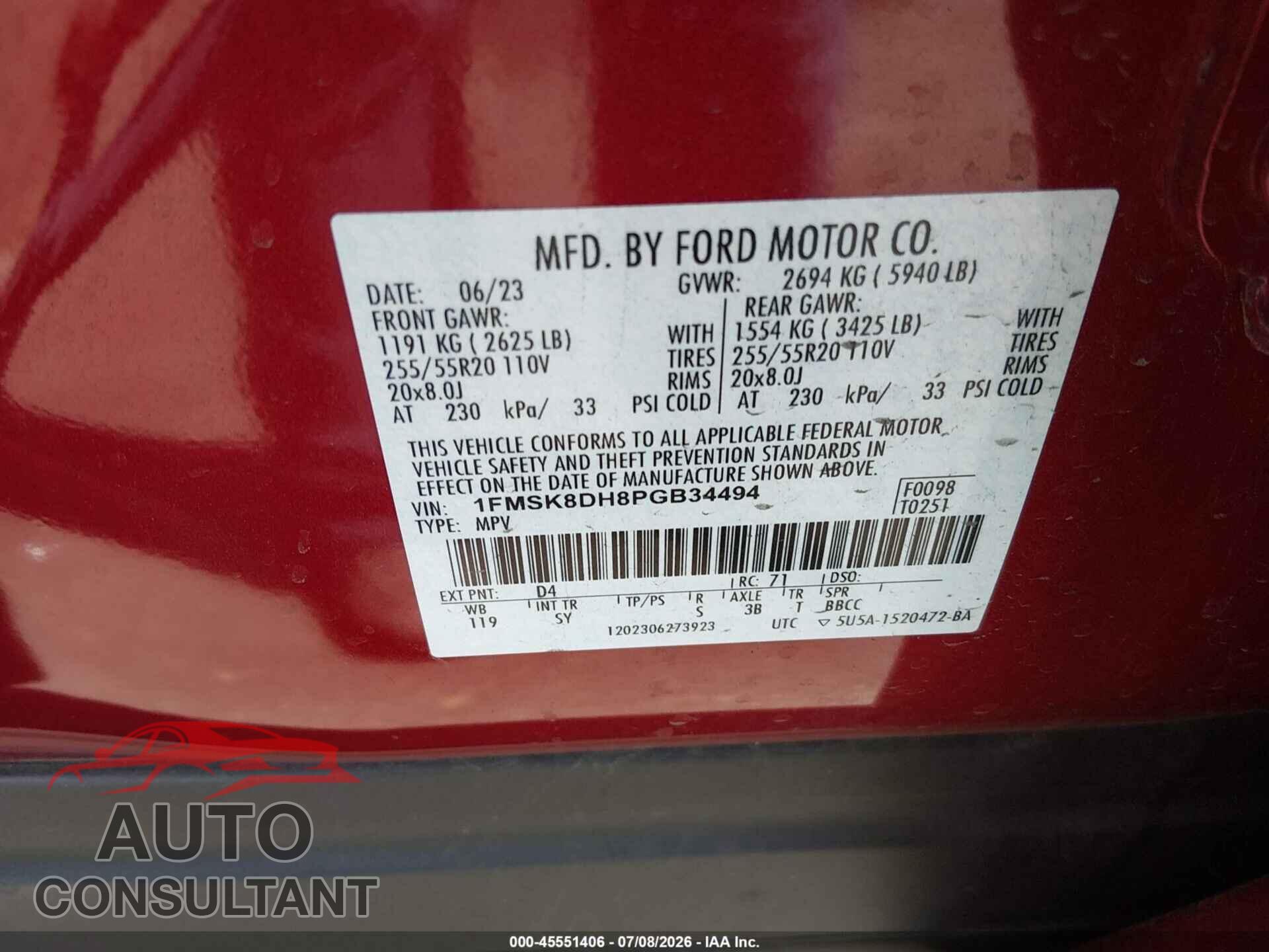 FORD EXPLORER 2023 - 1FMSK8DH8PGB34494