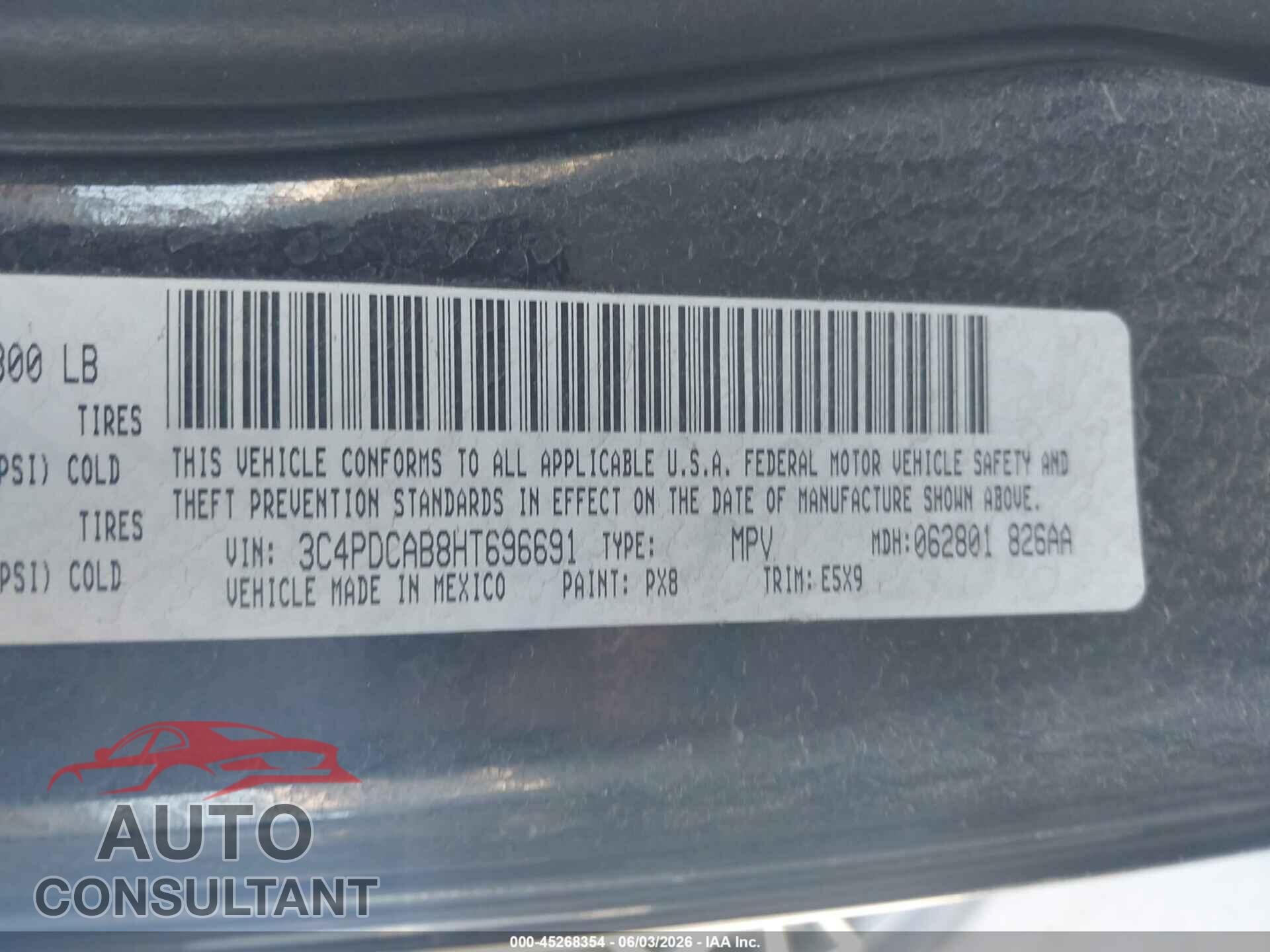 DODGE JOURNEY 2017 - 3C4PDCAB8HT696691