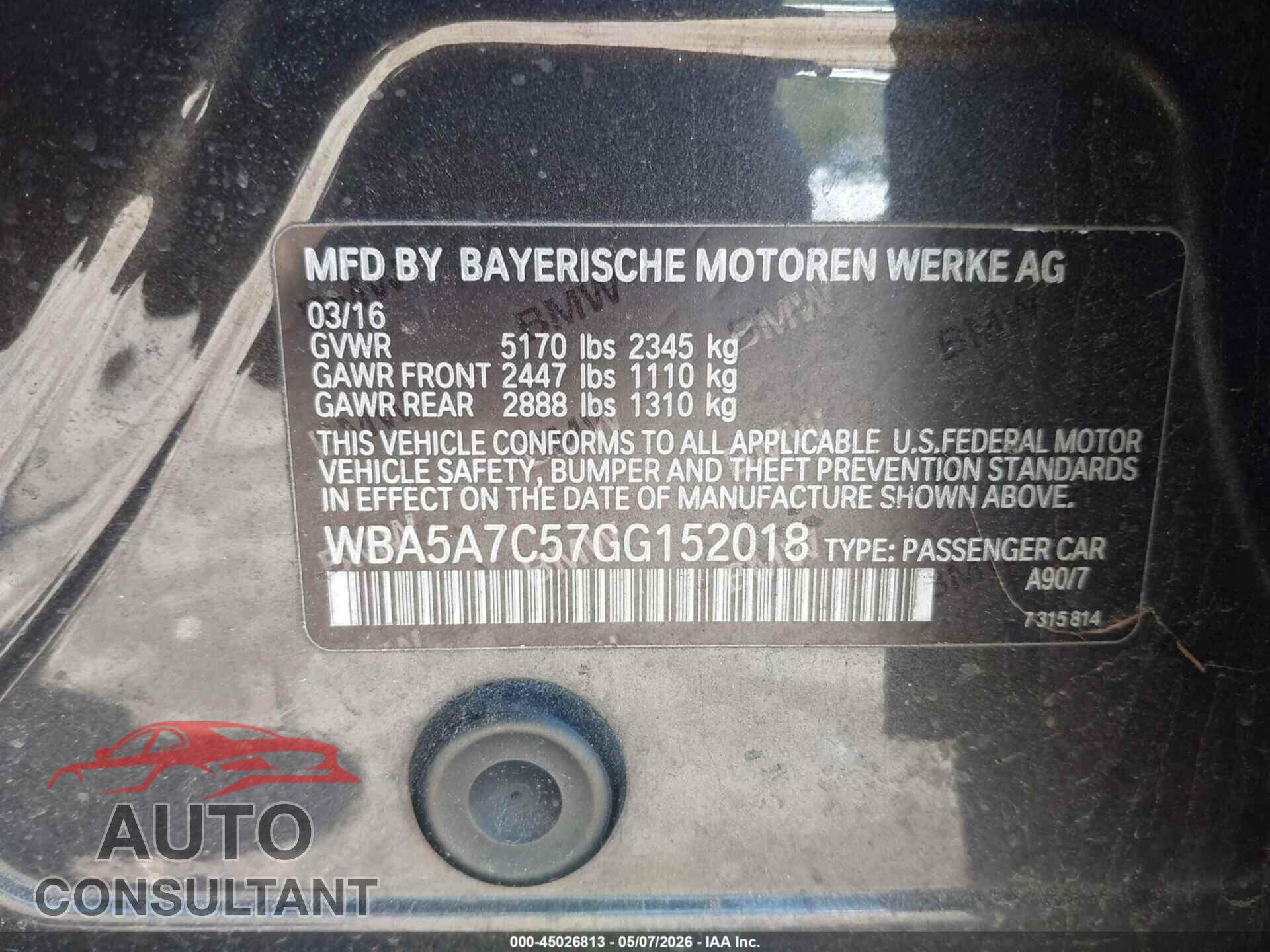 BMW 528I 2016 - WBA5A7C57GG152018