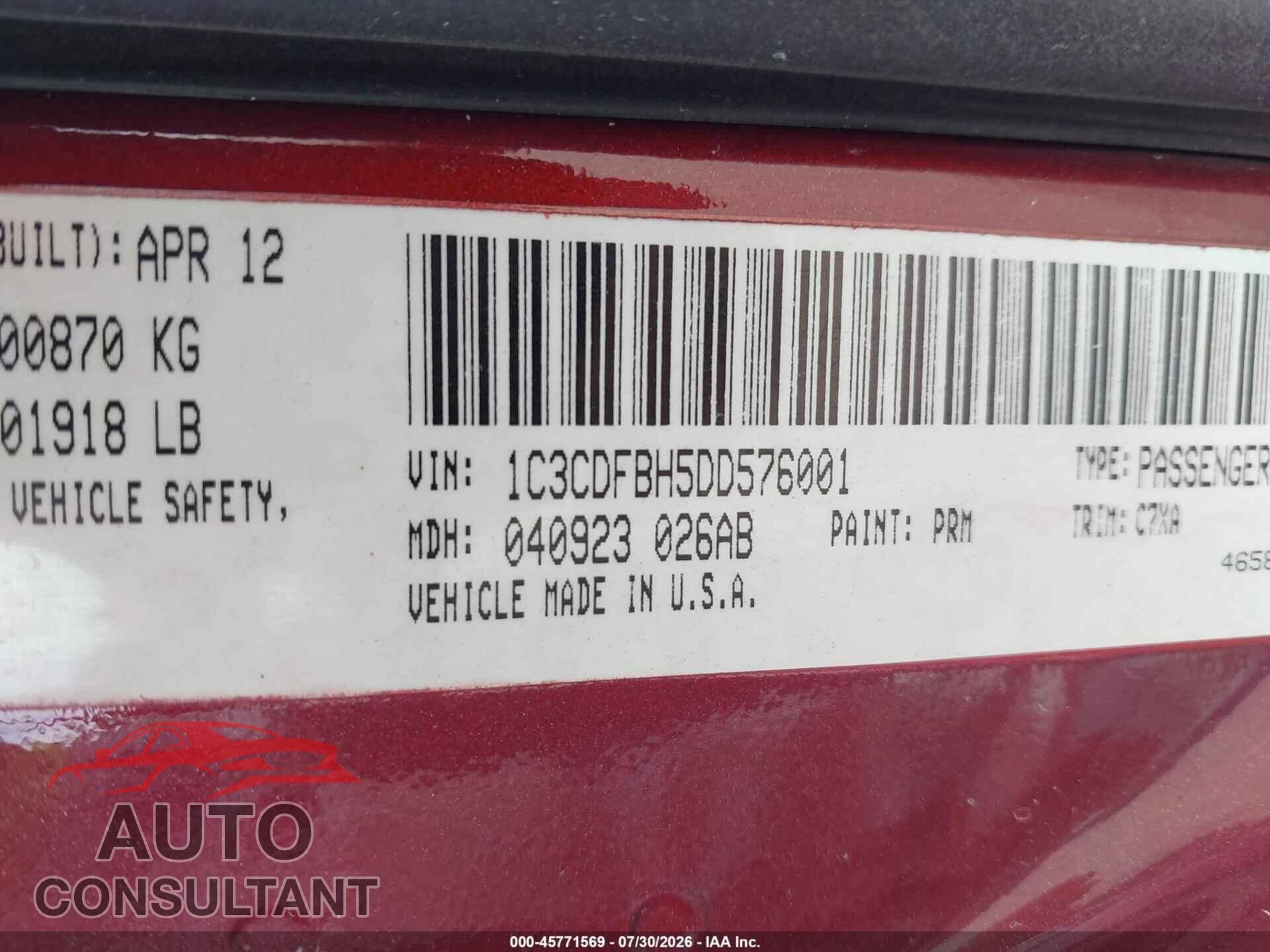 DODGE DART 2015 - 1C3CDFAA0FD281881