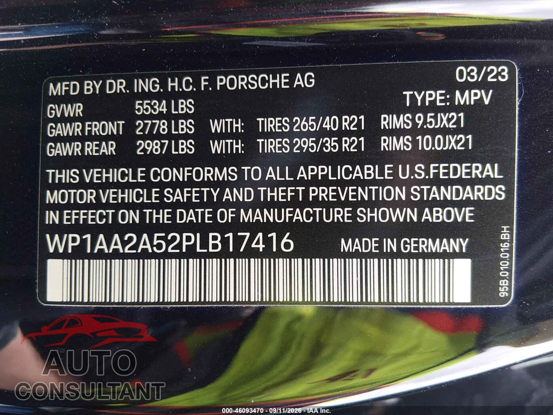 PORSCHE MACAN 2023 - WP1AA2A52PLB17416