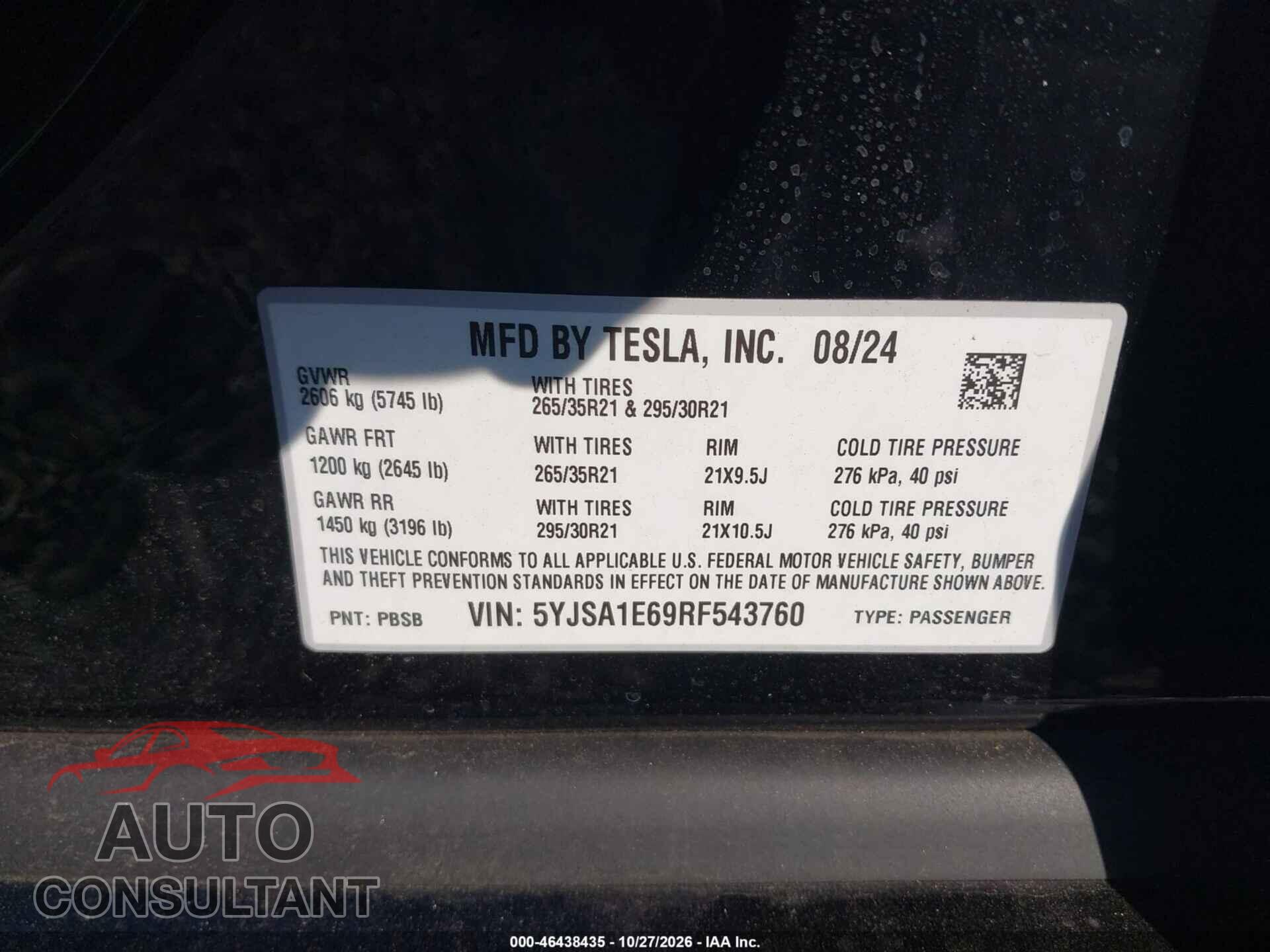 TESLA MODEL S 2024 - 5YJSA1E69RF543760