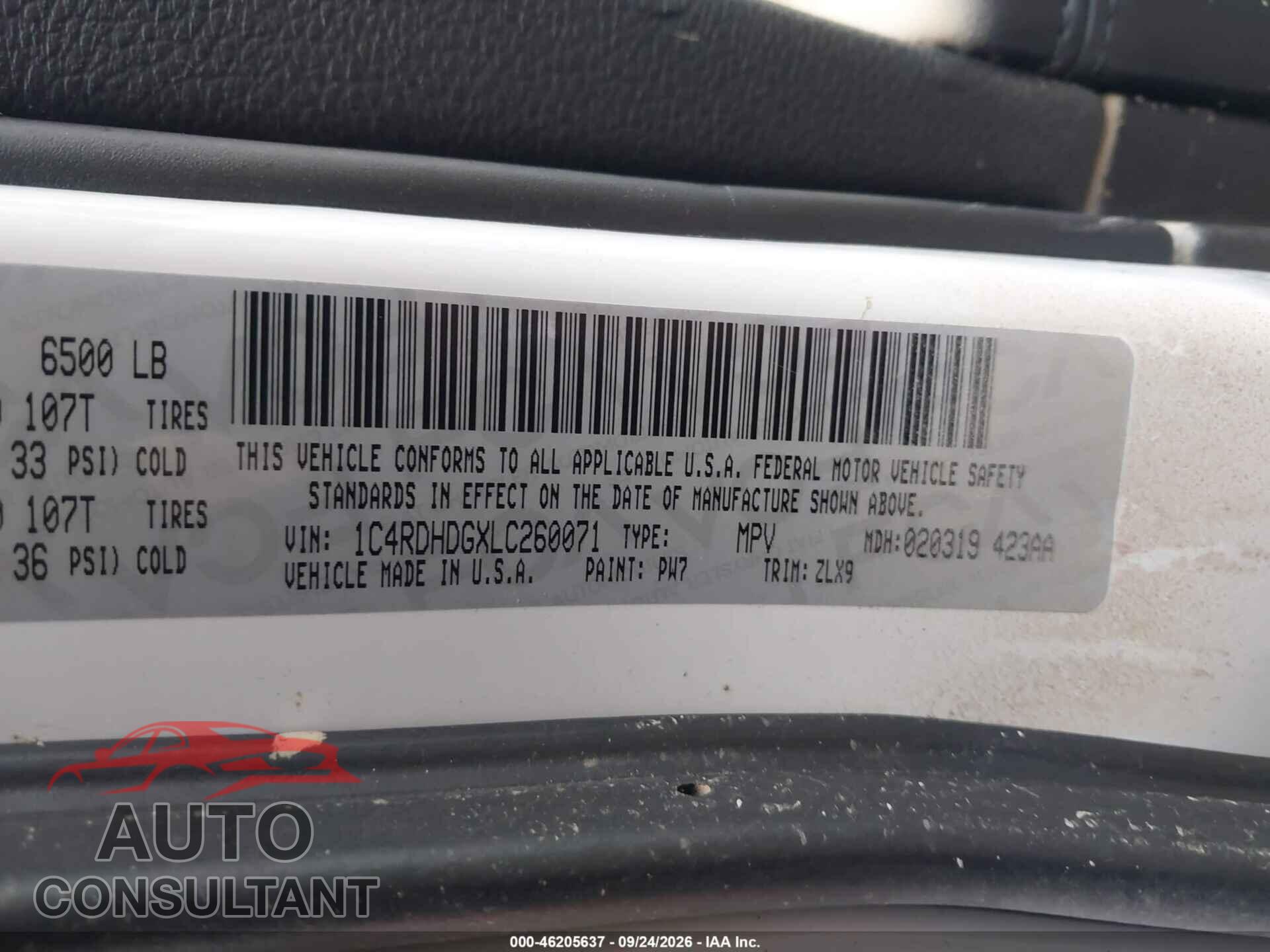 DODGE DURANGO 2020 - 1C4RDHDGXLC260071