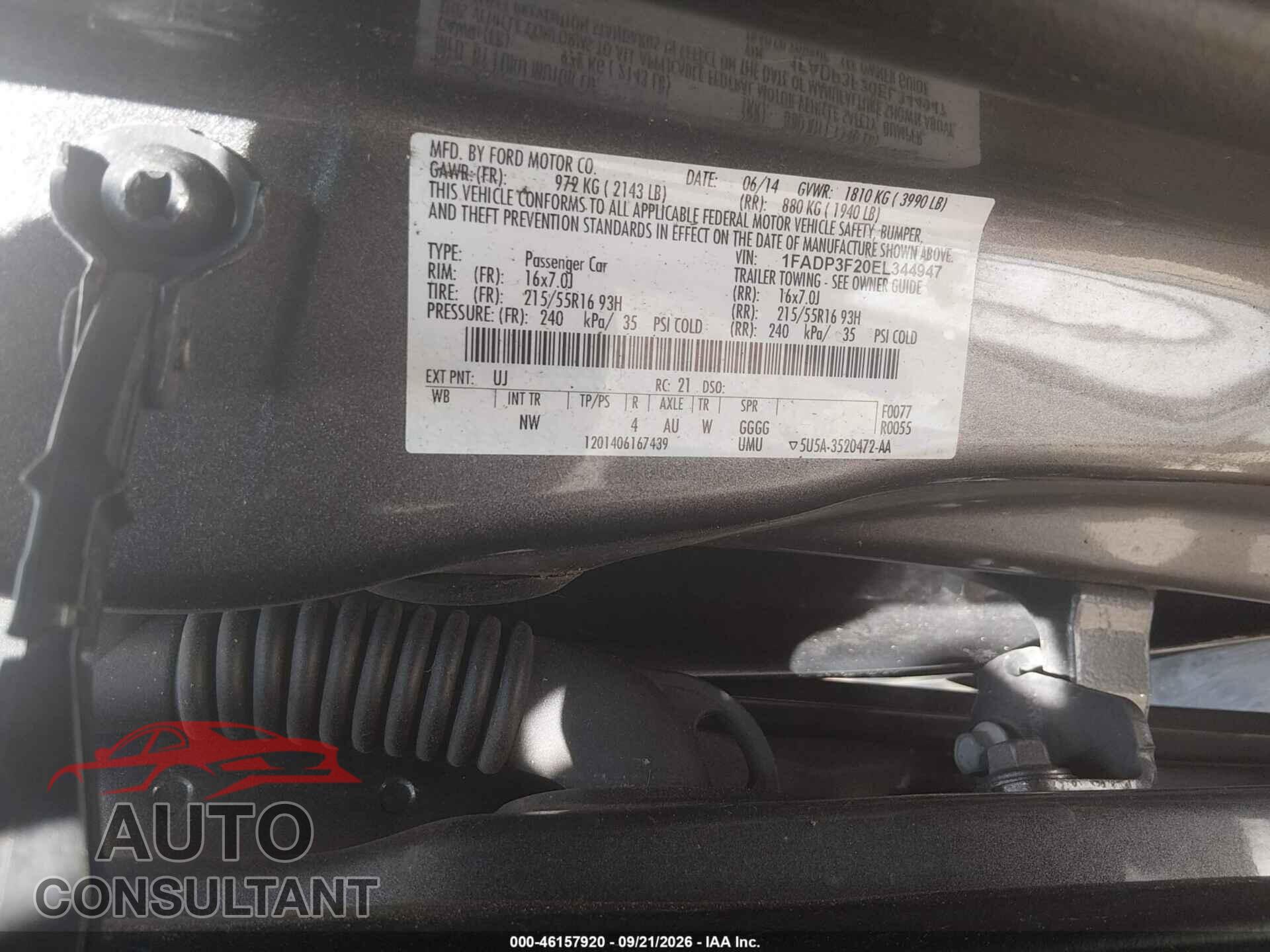 FORD FOCUS 2014 - 1FADP3F20EL344947