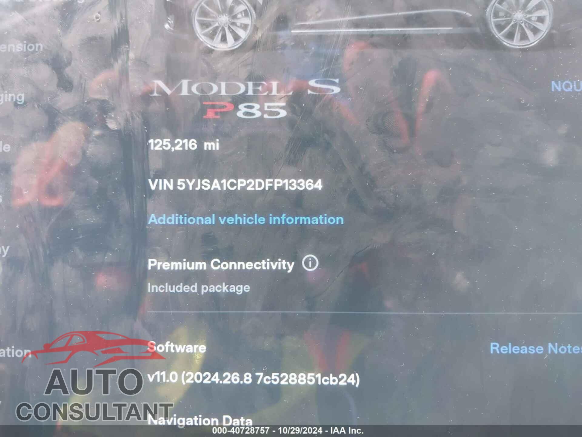 TESLA MODEL S 2013 - 5YJSA1CP2DFP13364