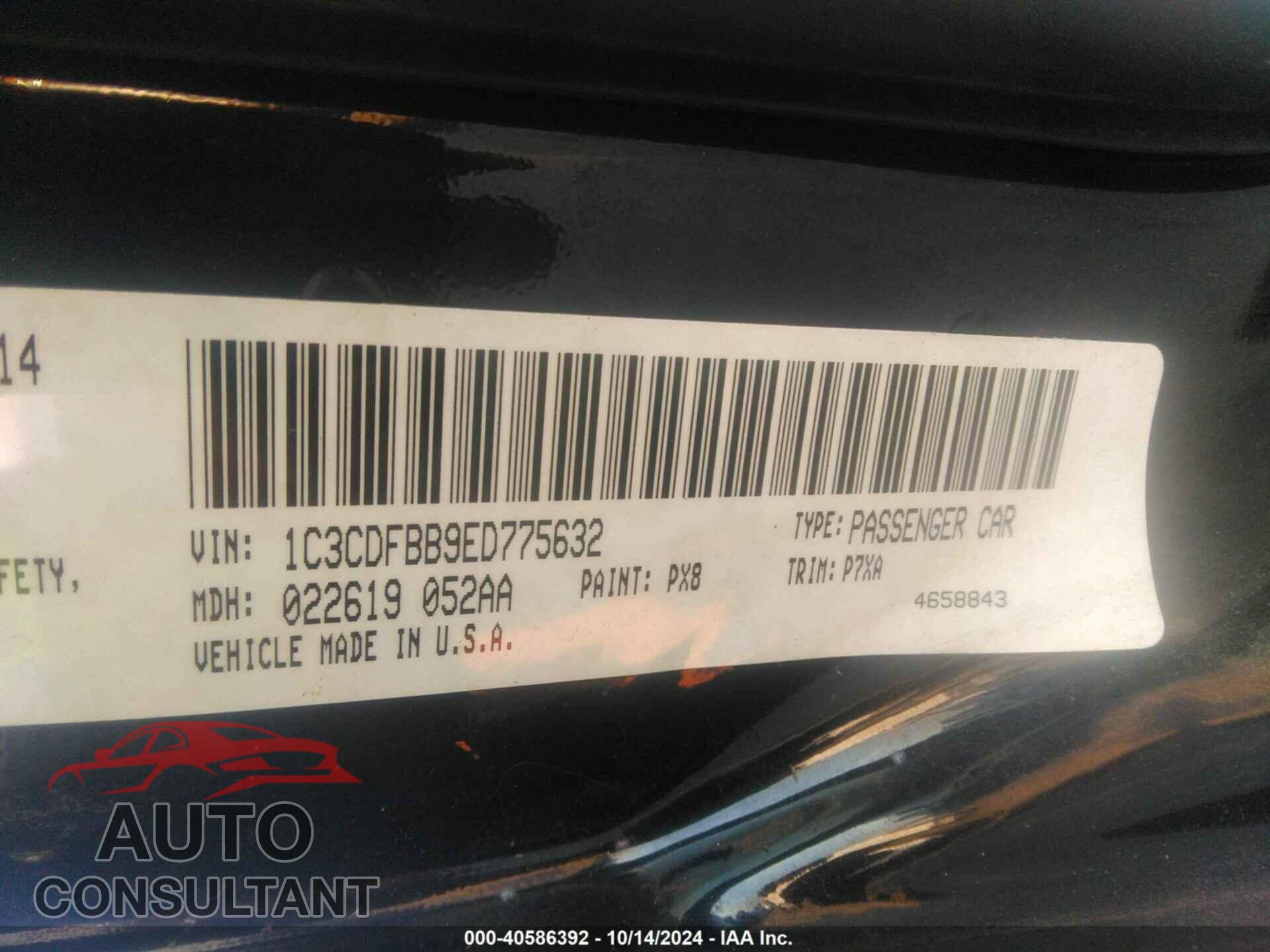 DODGE DART 2014 - 1C3CDFBB9ED775632