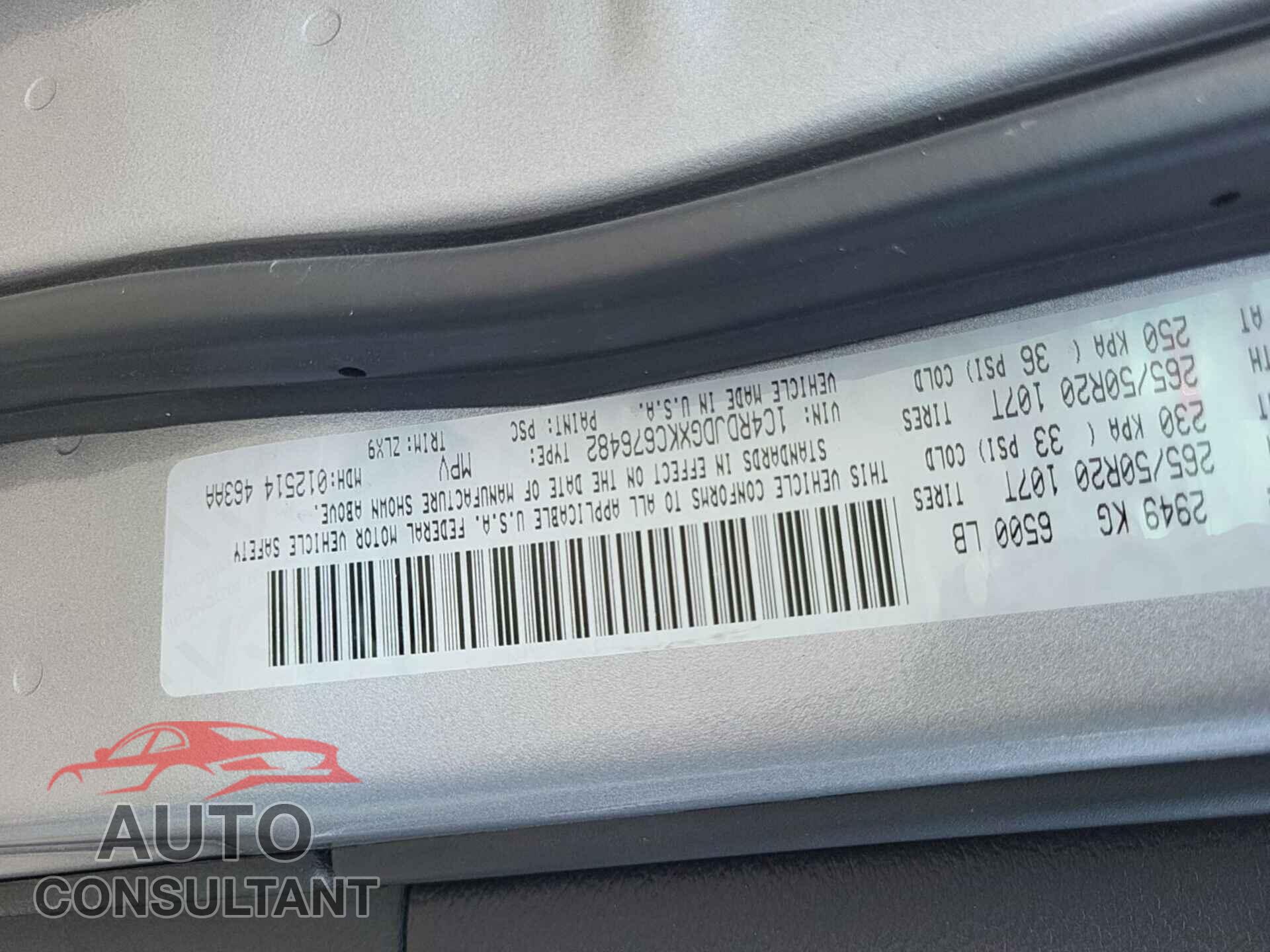 DODGE DURANGO 2019 - 1C4RDJDGXKC676482