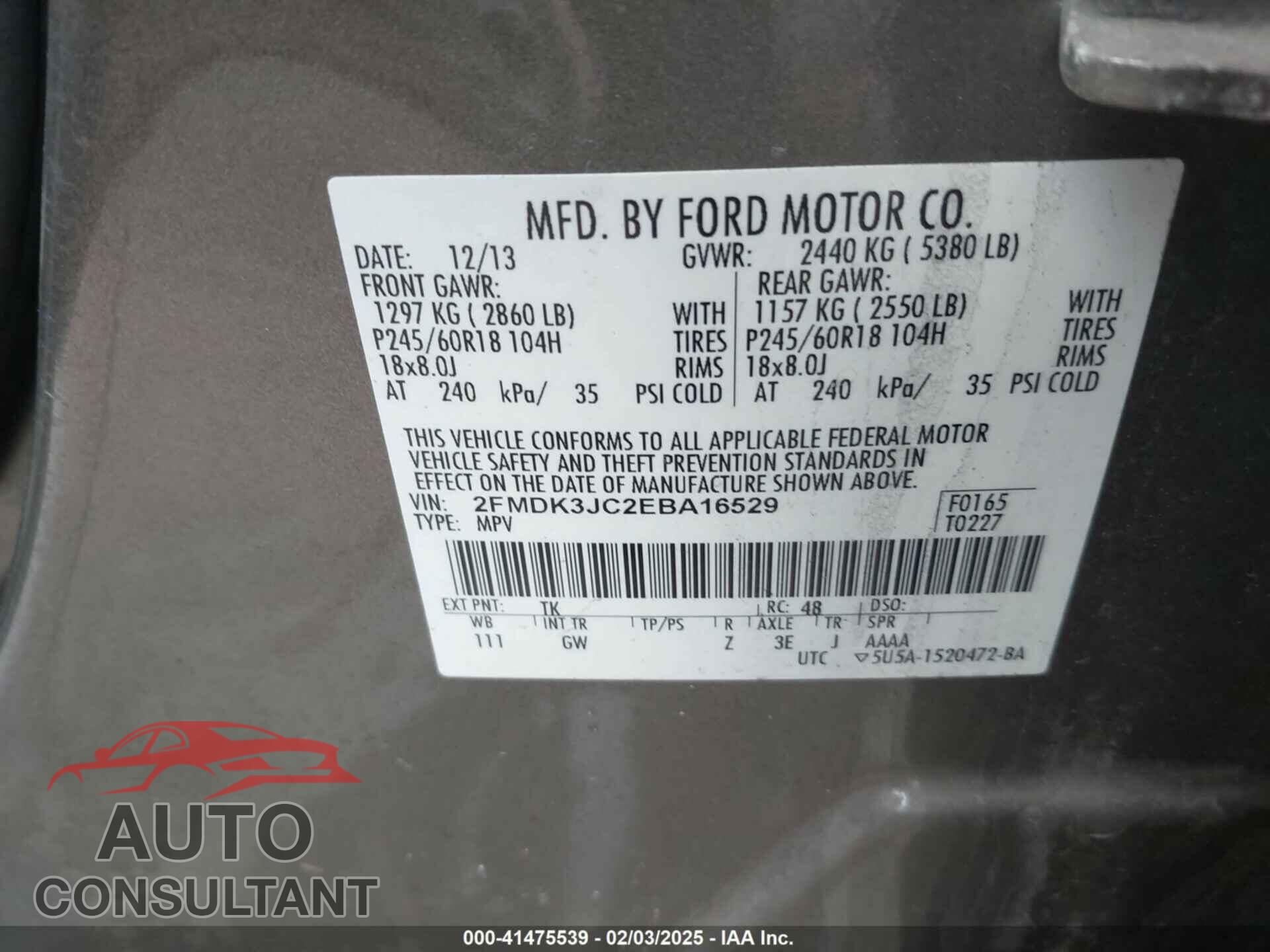 FORD EDGE 2014 - 2FMDK3JC2EBA16529