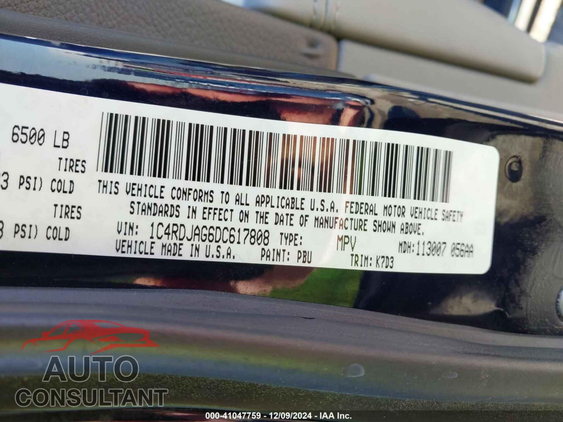 DODGE DURANGO 2013 - 1C4RDJAG6DC617808