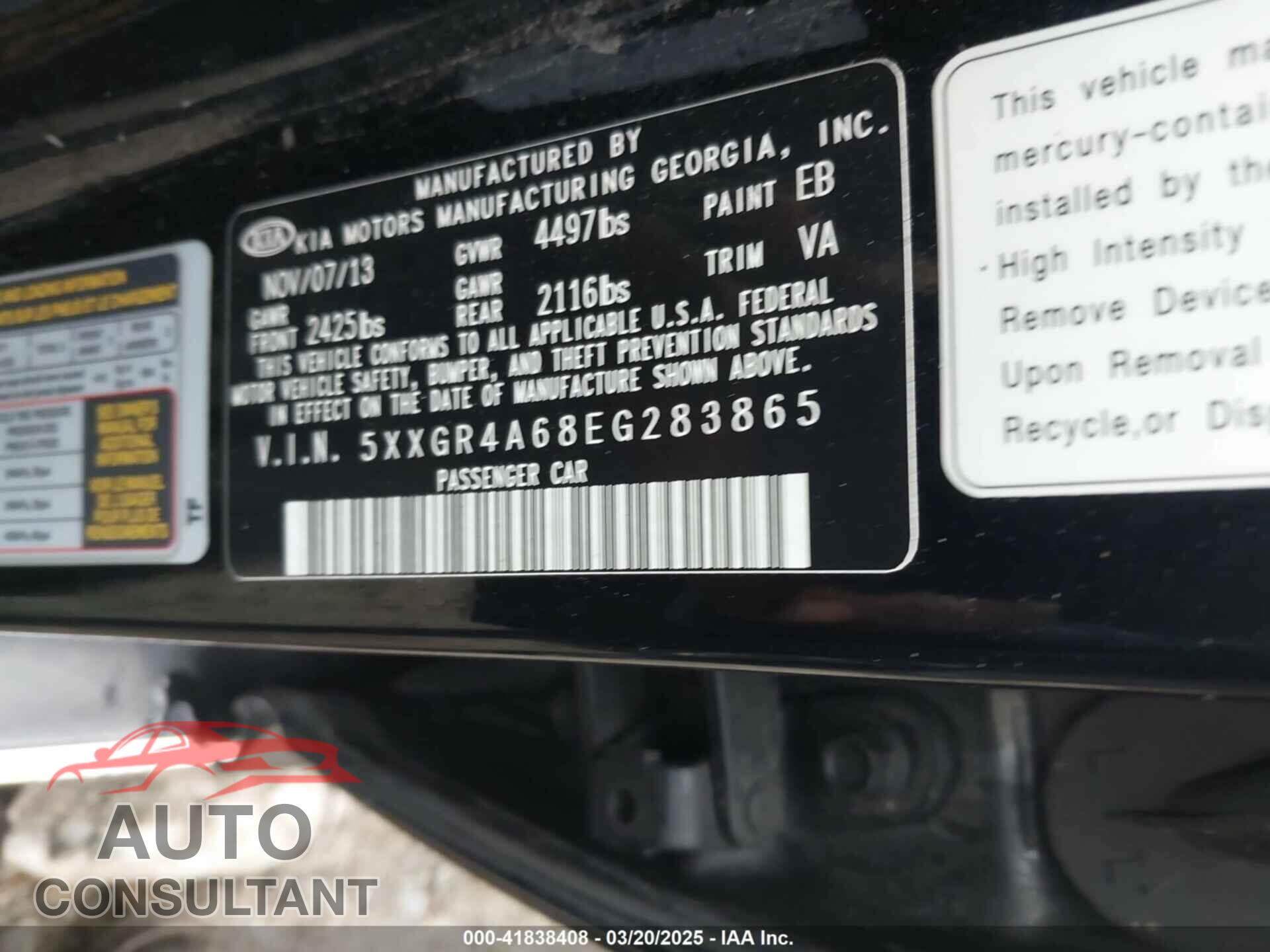 KIA OPTIMA 2014 - 5XXGR4A68EG283865
