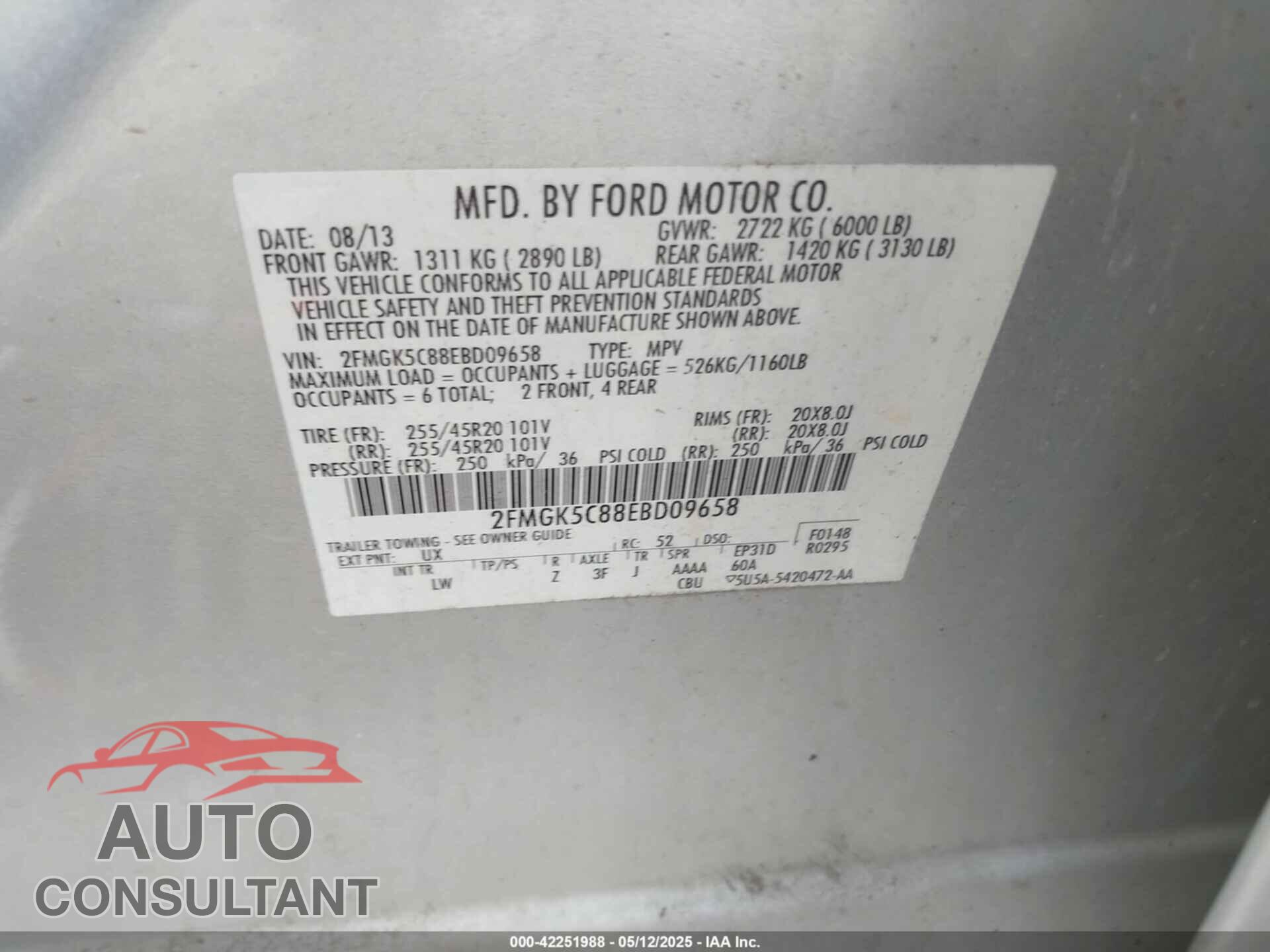 FORD FLEX 2014 - 2FMGK5C88EBD09658